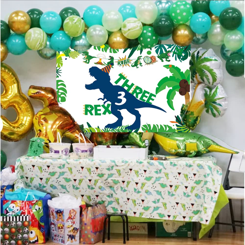 Dinosaur 3rd Birthday Party Decorations - T-Rex Themed Backdrop, Supplies for Boys | Perfect for 3 Year Old Dino Birthday, Jurassic Theme Party & Kids Room Decor