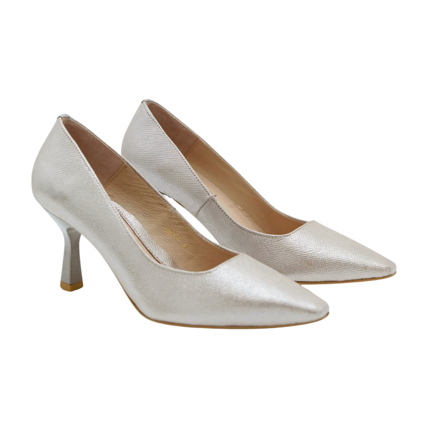 FABUCCI Women's Silver Shimmer Court Shoes - Elegant Pointed Toe Pumps for Office, Party & Wedding | Comfortable Heels for Professional & Formal Occasions