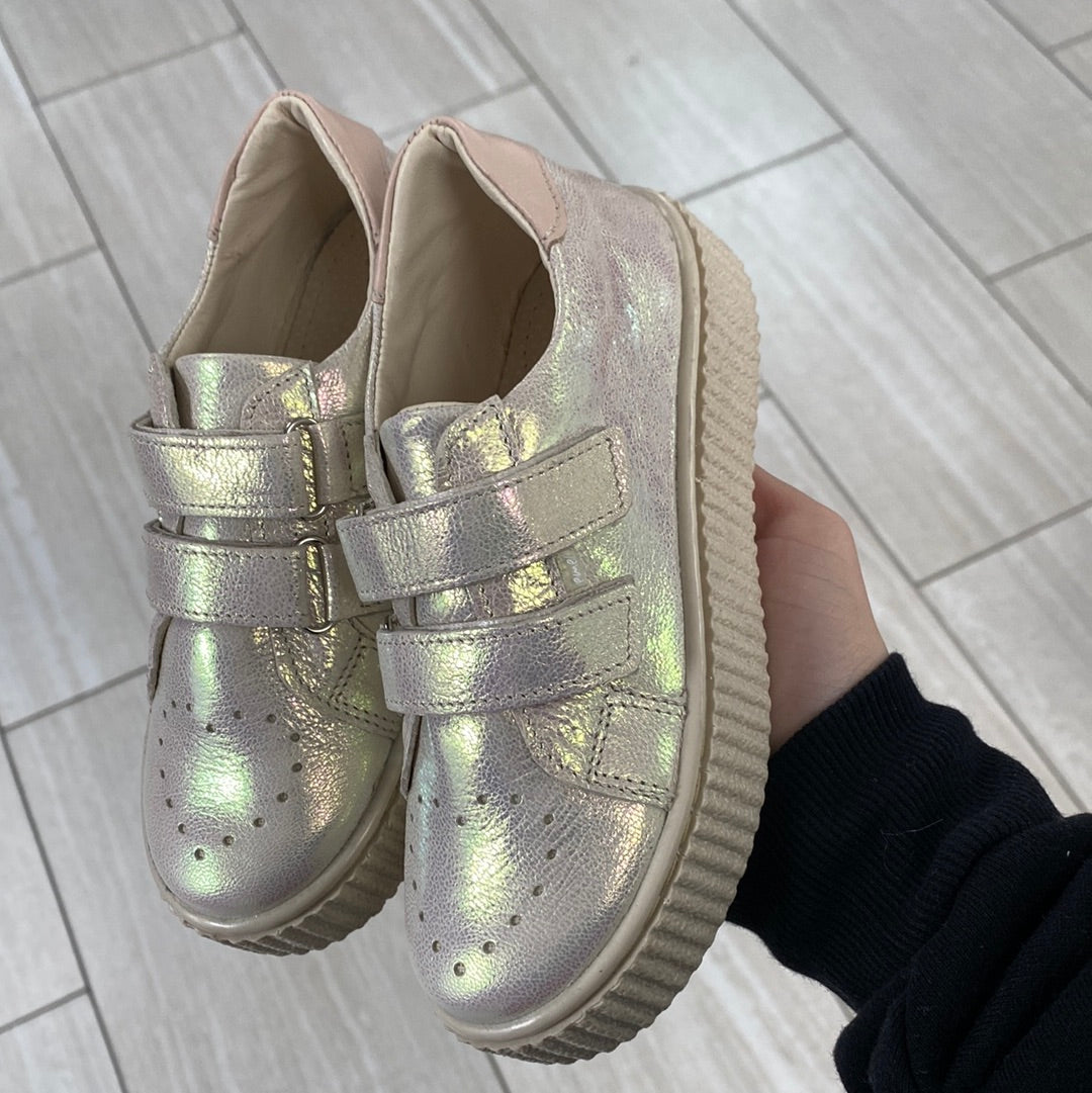Emel Iridescent Heart Velcro Sneakers for Women - Trendy Lightweight Comfortable Walking Shoes for Casual Outfits & Everyday Wear