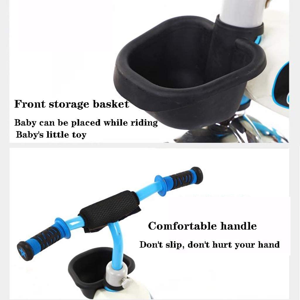 DEKD Adjustable Toddler Tricycle for Kids - Rotatable Design with Convertible Rear Wheels & Removable Pedals, Blue - Perfect for Outdoor Play, Park Rides & Learning to Cycle
