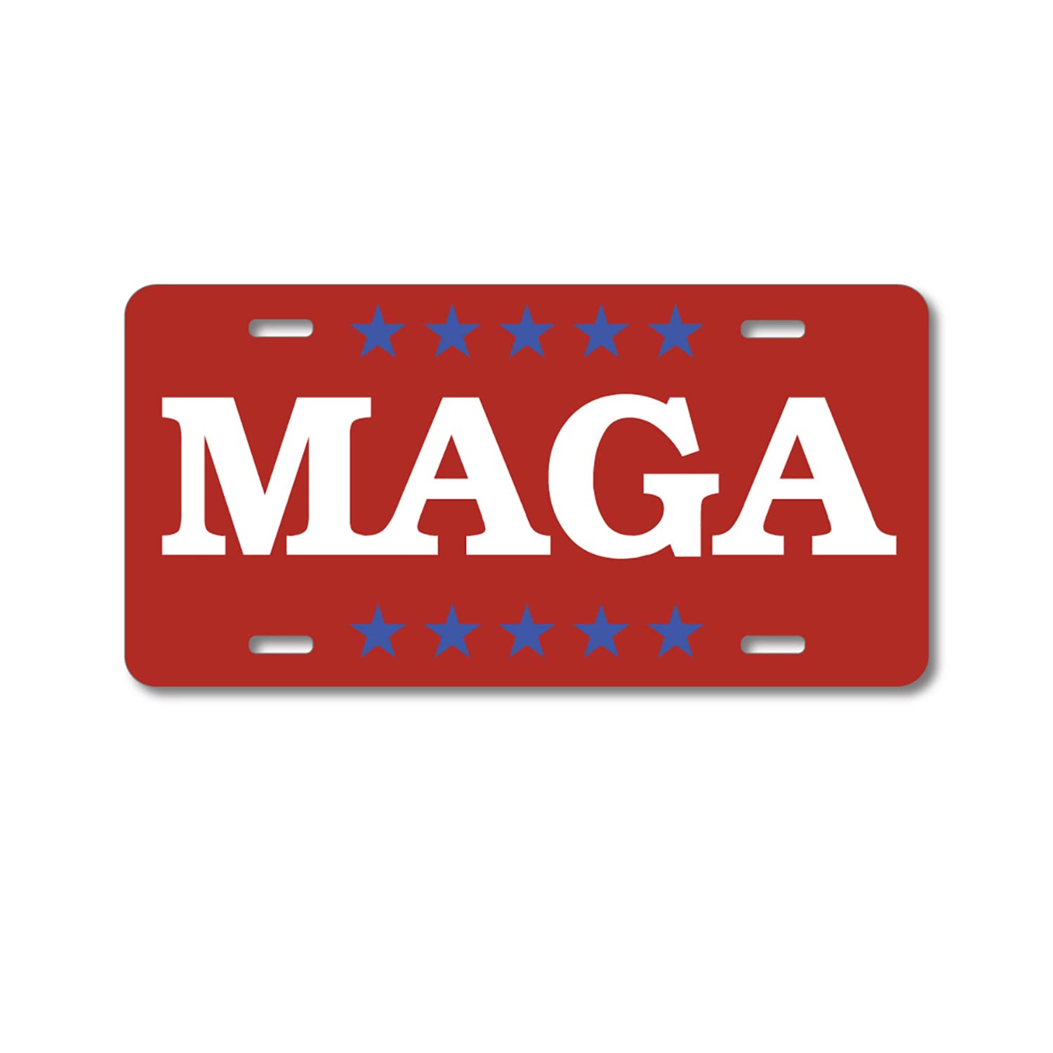 Custom Aluminum Vanity License Plate for Car Front - Personalized MAGA Design with Blue Stars | Durable Auto Accessory for Trump Supporters & Patriotic Car Decor