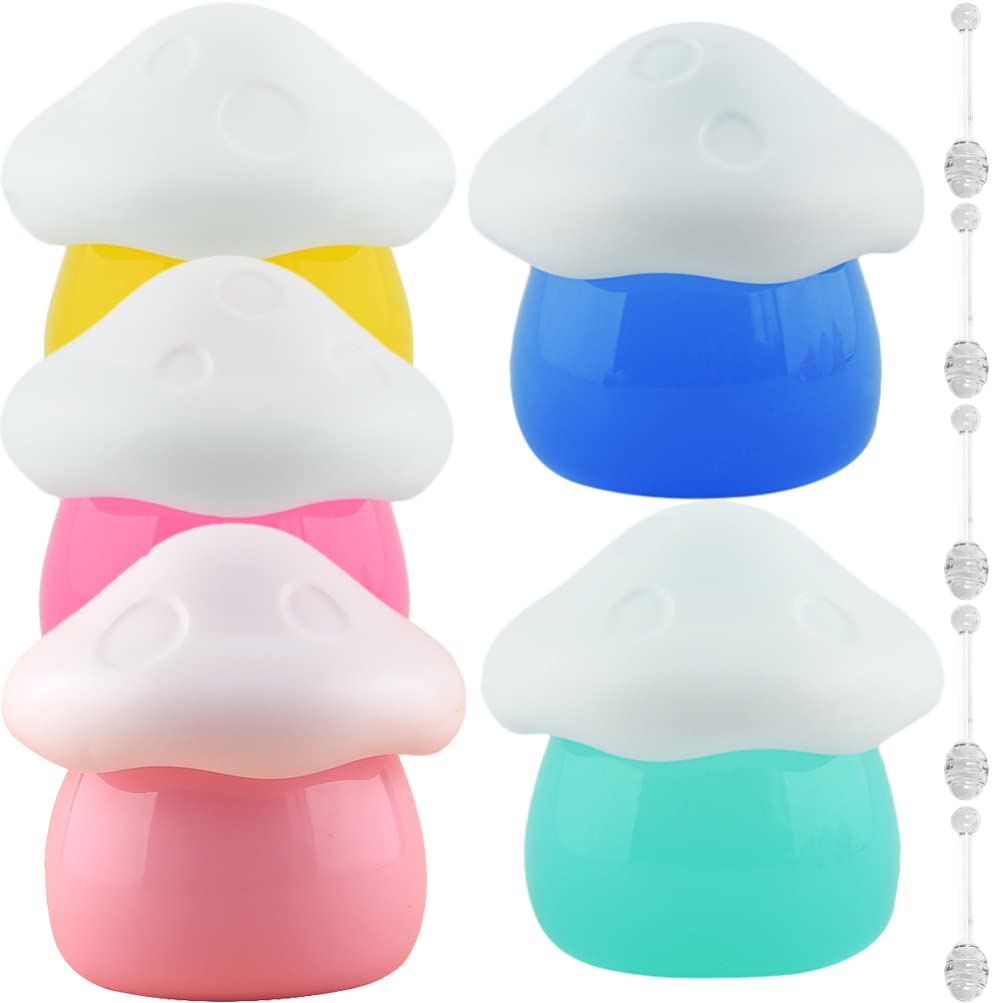 FOMIYES 10g Mushroom Shaped Travel Cream Jars with Spoons - Mini Cosmetic Containers for Lotion, Hand Cream & Toiletries | Portable Leak-Proof Storage for Makeup, Skincare & Travel Essentials