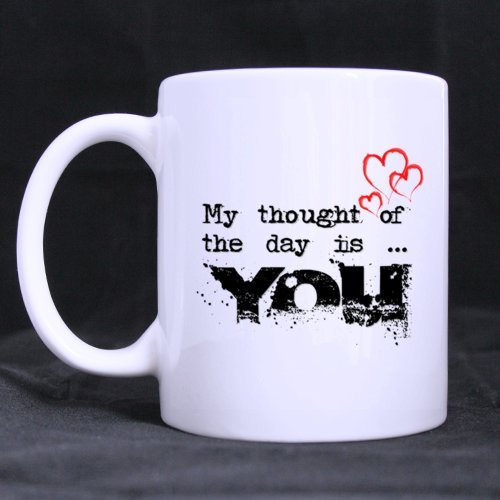 Ceramic White Coffee Mug - For Your Lover with Cute Love Hearts, 11 Ounce Thoughtful Gift Mug for Romantic Morning Coffee Moments