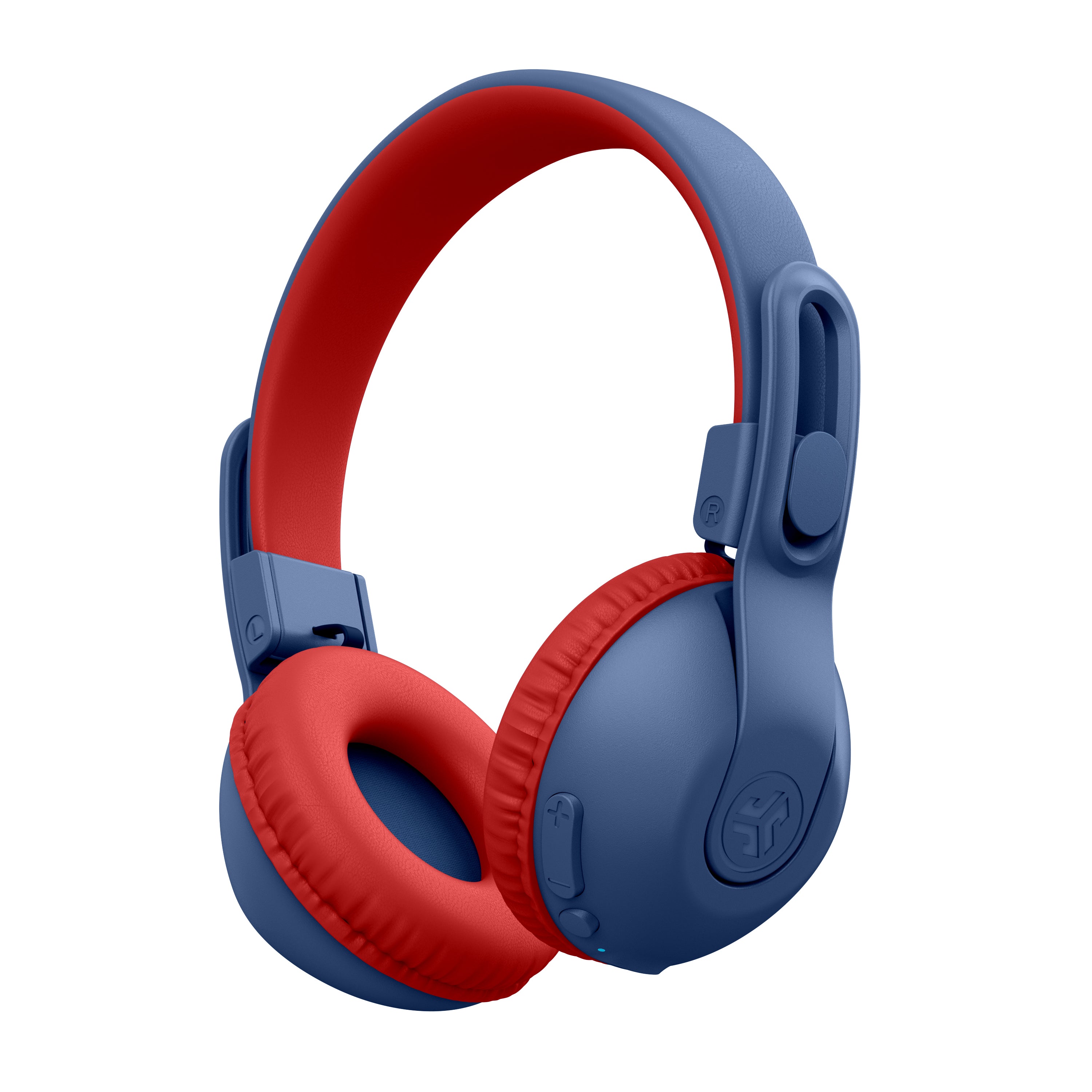 JBuddies Studio 2 Wireless Kids Headphones - Blue/Red - Safe Volume Limited Bluetooth Headset for Children, Perfect for Online Learning, Travel & Gaming