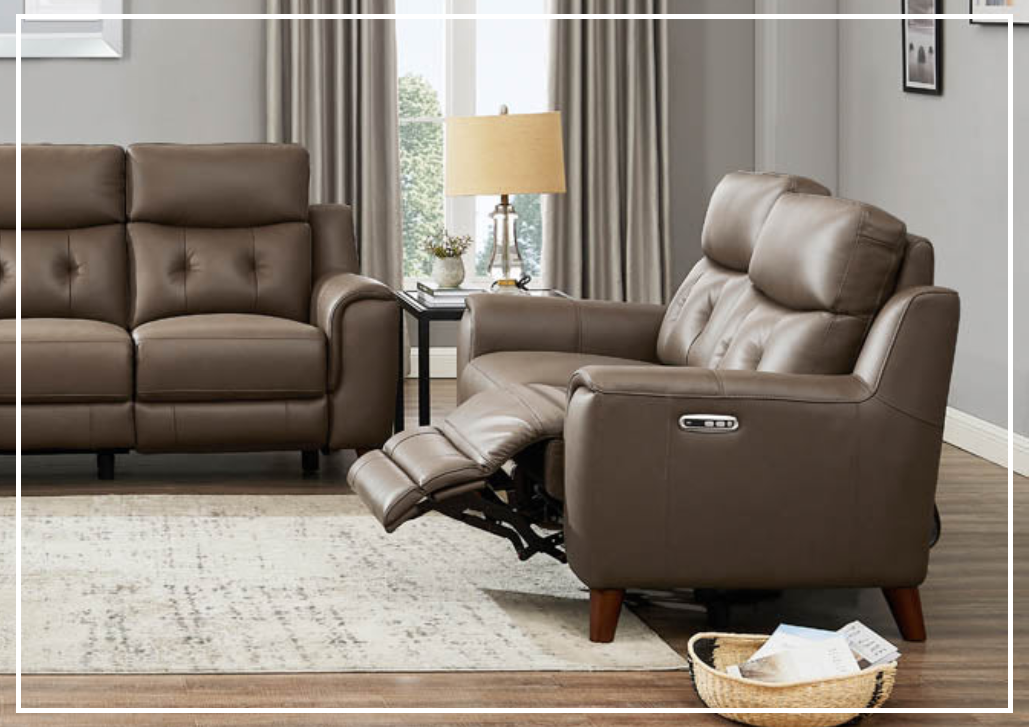 Hydeline Torino Top Grain Leather 2-Seater Power Recliner Sofa with Adjustable Headrest - Perfect for Living Room, Home Theater & Relaxation