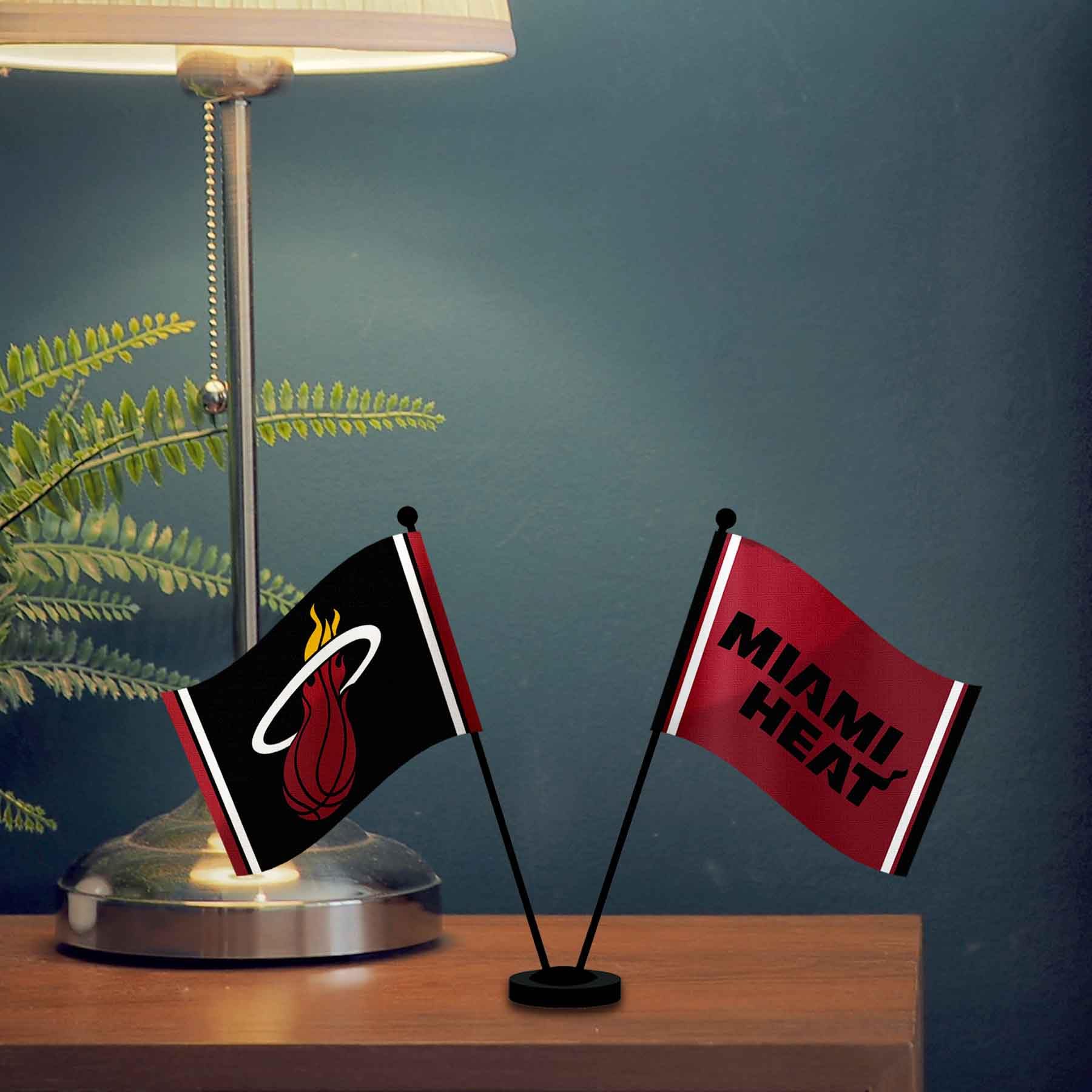 Miami Heat Desk Flag & Table Top Flag - NBA Team Fan Decor for Office, Home, and Game Day Parties