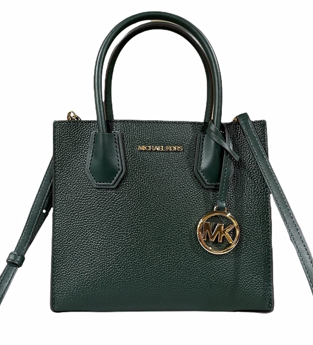 Michael Kors Small Mercer Satchel Crossbody Bag - Racing Green Pebbled Leather Handbag for Women | Perfect for Work, Travel & Everyday Use