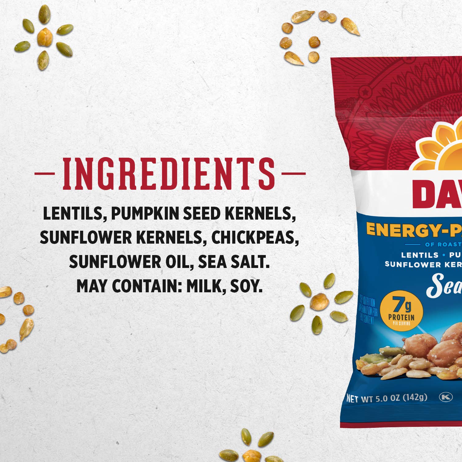 DAVID Seeds Sea Salt Energy-Packed Snack Mix, 5 Oz (Pack of 8) | High Protein Trail Mix for Hiking, Gym & Office Snacks | Healthy Nuts & Seeds Snack for Energy Boost