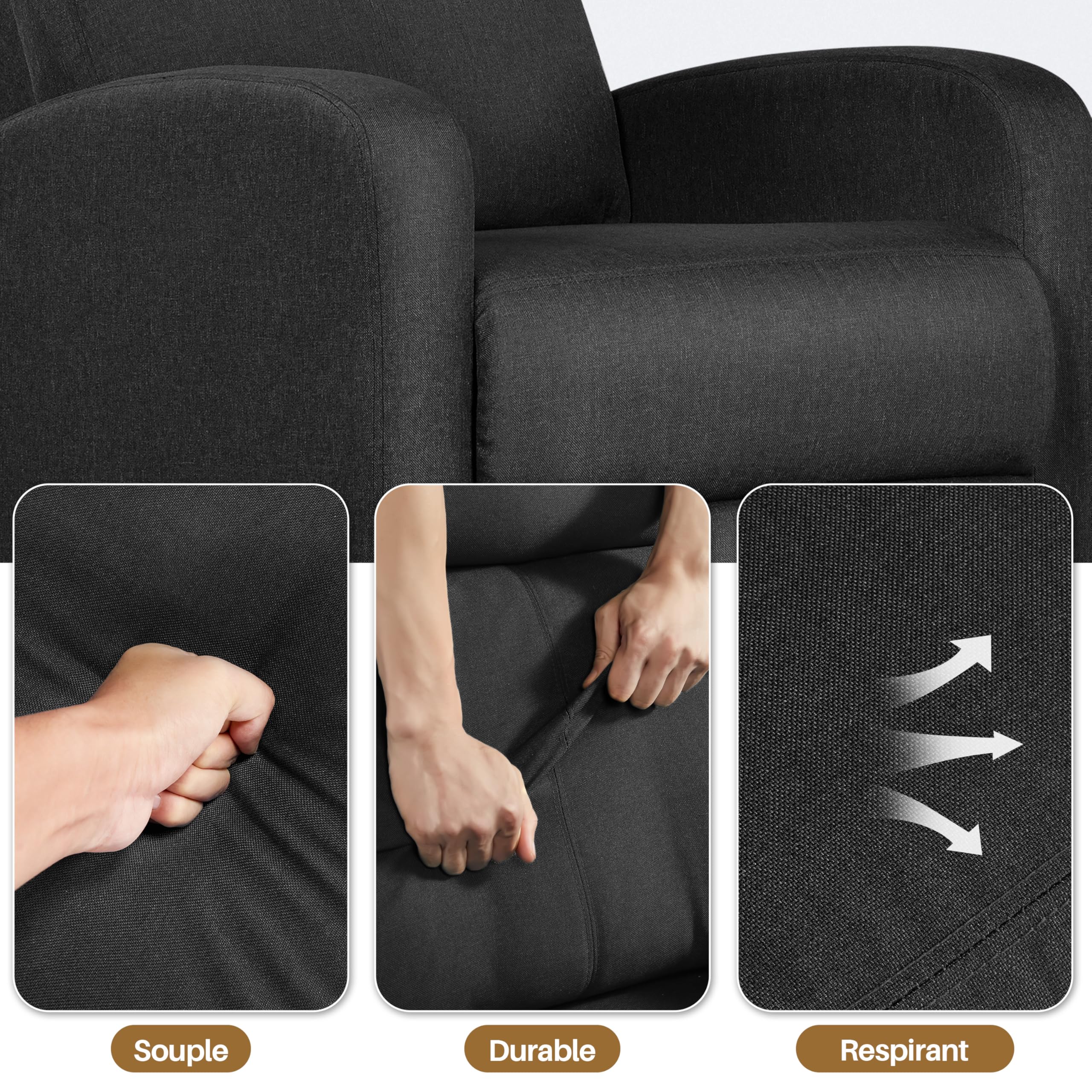 Yaheetech Recliner Chair - Relaxing Lounge Chair with Soft Fabric for Living Room, Bedroom, Home Theater - Comfortable Sofa Seat in Black - Perfect for Movie Nights & Relaxation