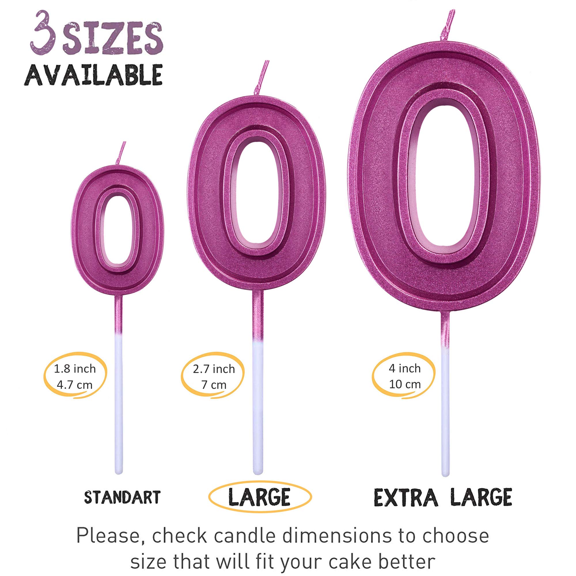 Purple Number 0 Birthday Candle on Stick - Elegant Zero Cake Candle for Birthdays, Weddings & Anniversaries - Perfect for Milestone Celebrations and Special Occasions