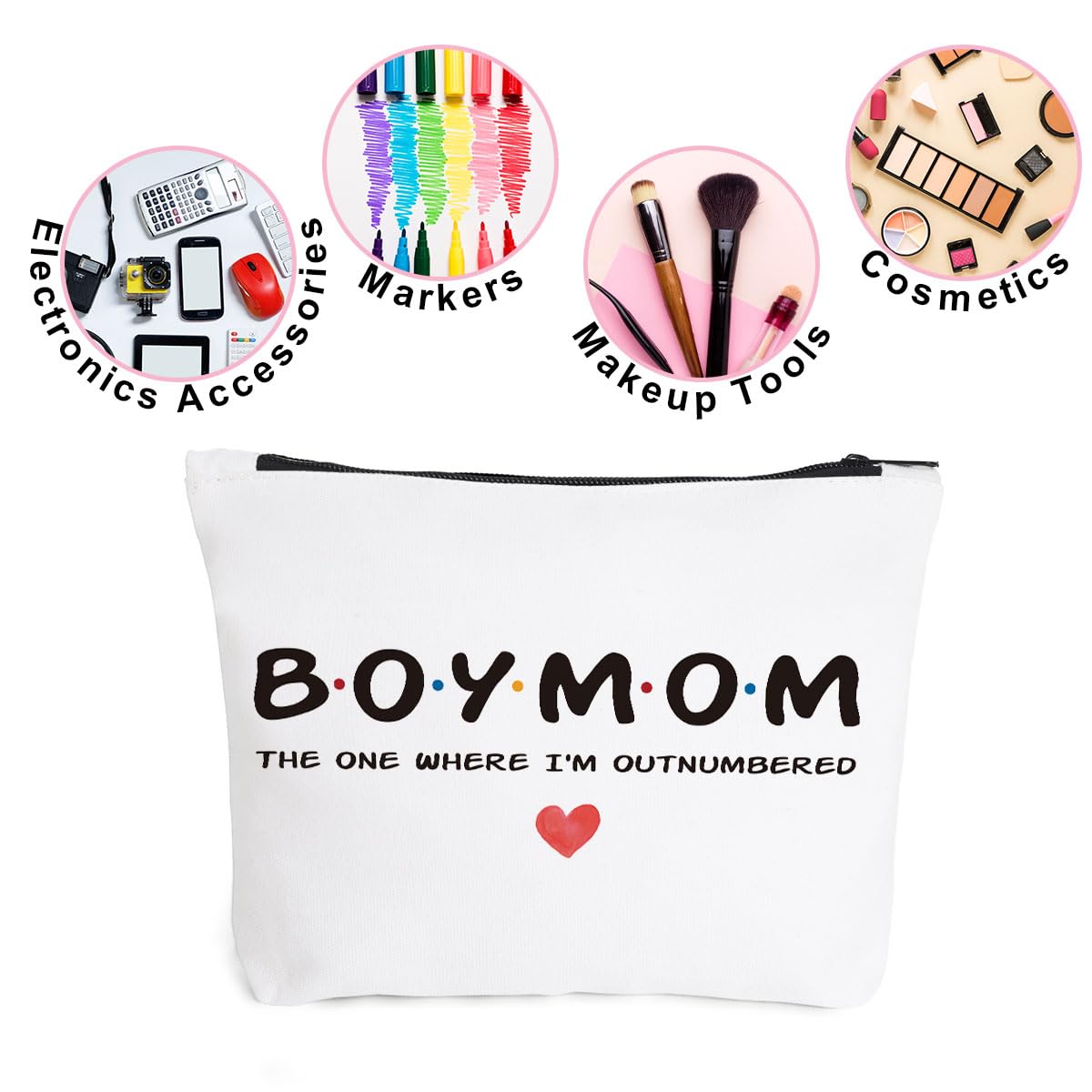 Funny Mom Makeup Bag - 'The One Where I'm Outnumbered' Cosmetic Pouch for Travel | Unique Mother's Day, Birthday & Baby Shower Gift Ideas | Perfect for Busy Moms, Travel Essentials & Daily Organization