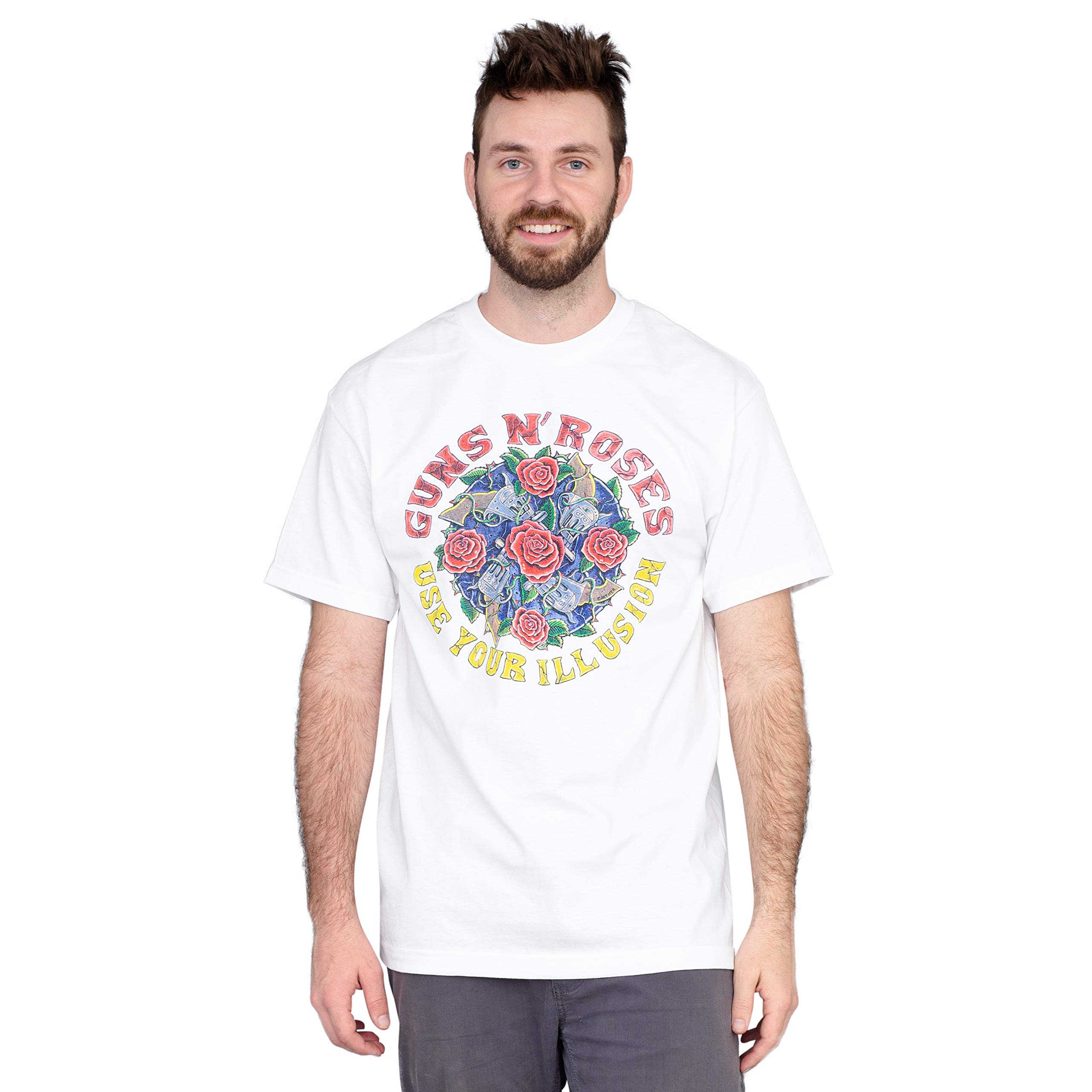 Guns N' Roses Use Your Illusion Vintage White T-Shirt for Men - Classic Rock Band Tee for Concerts & Casual Wear