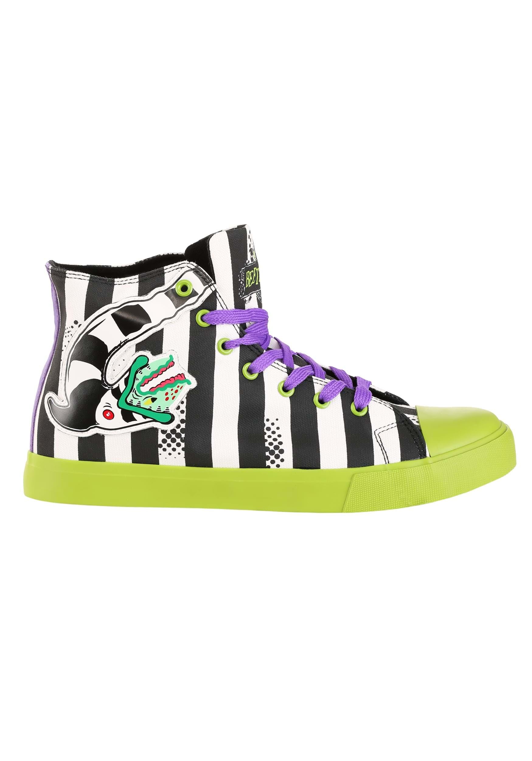 Stylish Unisex Beetlejuice Striped Sneakers - Trendy Casual Shoes for Men & Women | Perfect for Halloween Costumes, Cosplay, and Everyday Streetwear Fashion