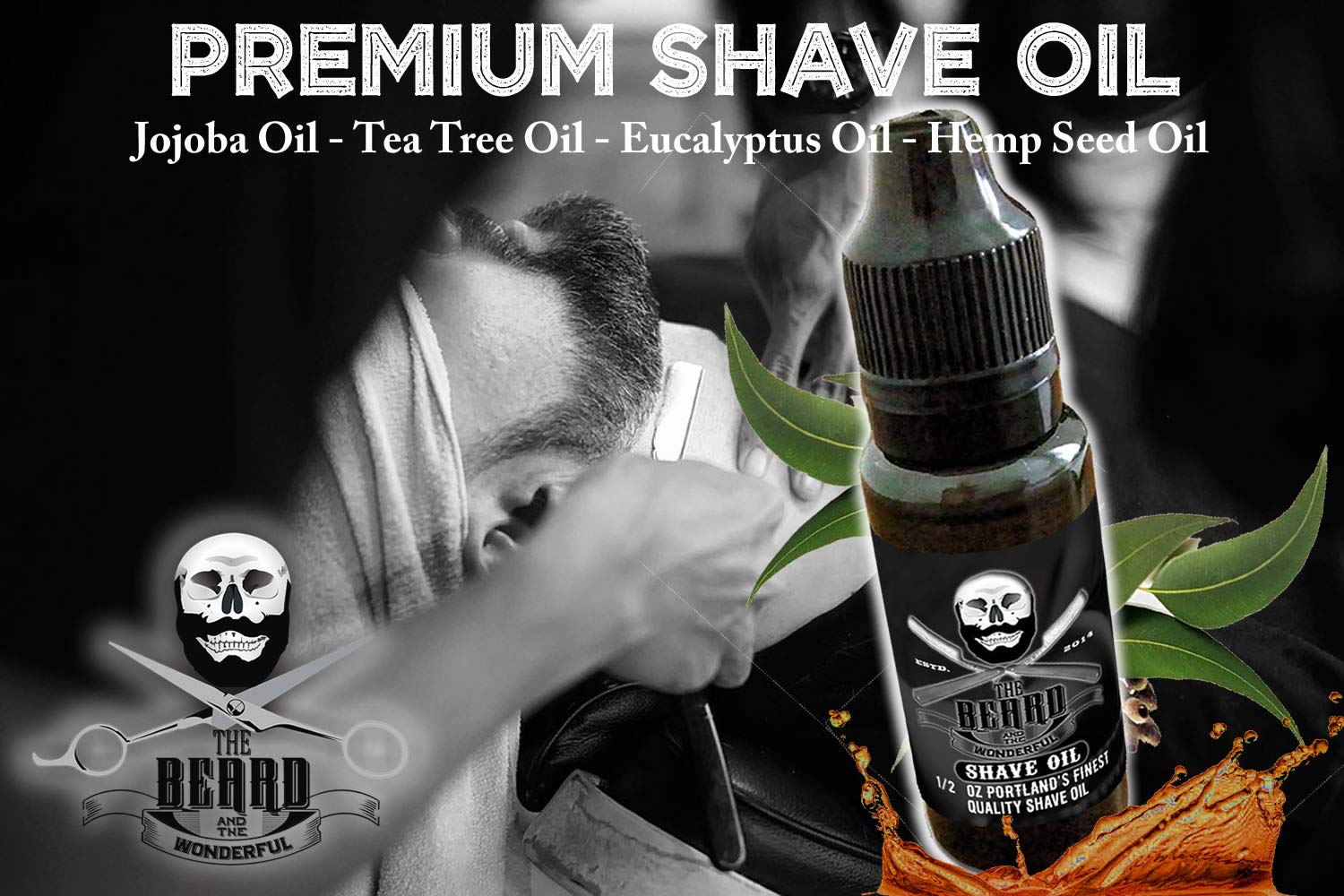 Premium Natural Shave Oil with Tea Tree, Eucalyptus, Jojoba & Hemp Seed Oil - Healing, Protective, Soothing & Moisturizing Formula for Men - Ideal as Pre-Shave Treatment or Post-Shave Moisturizer - Perfect for Sensitive Skin & Daily Grooming Routine