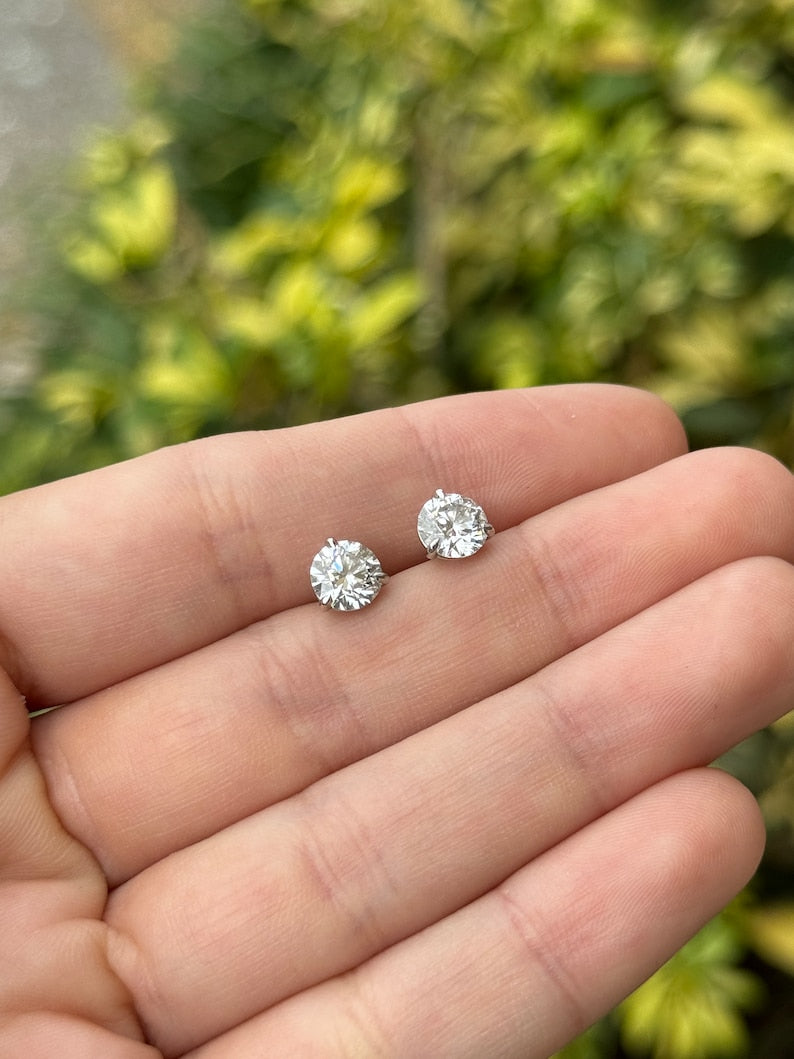 2.0tcw 14K Gold Round Cut Lab Grown Diamond Stud Earrings - High Quality Brilliant Studs for Women, Perfect for Weddings, Anniversaries & Everyday Elegance