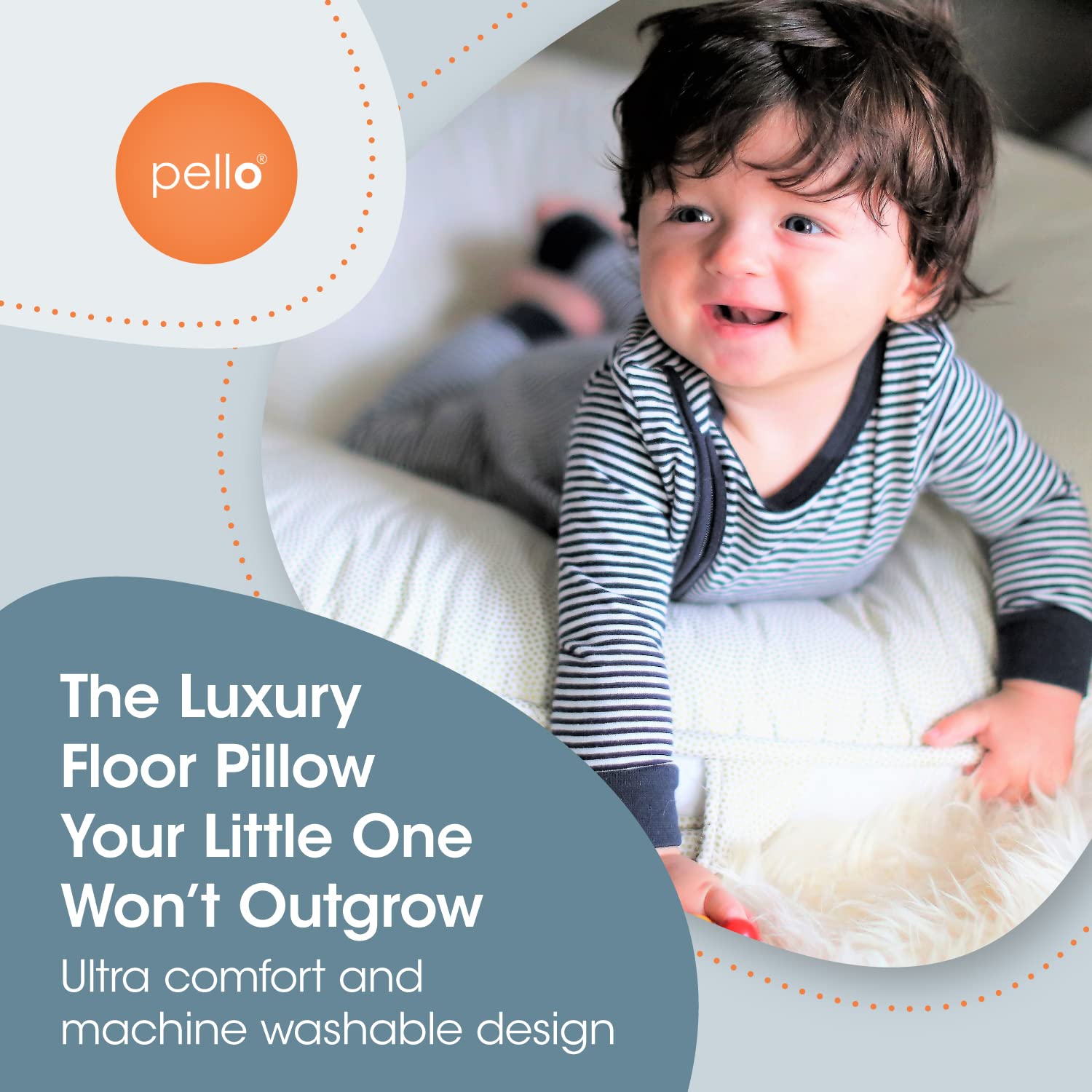 Pello Multi-Use Luxe Baby Floor Cushion - Soft Play Mat & Lounger for Infants & Toddlers (Serenity Gray) - Perfect for Nursery, Playroom & Travel
