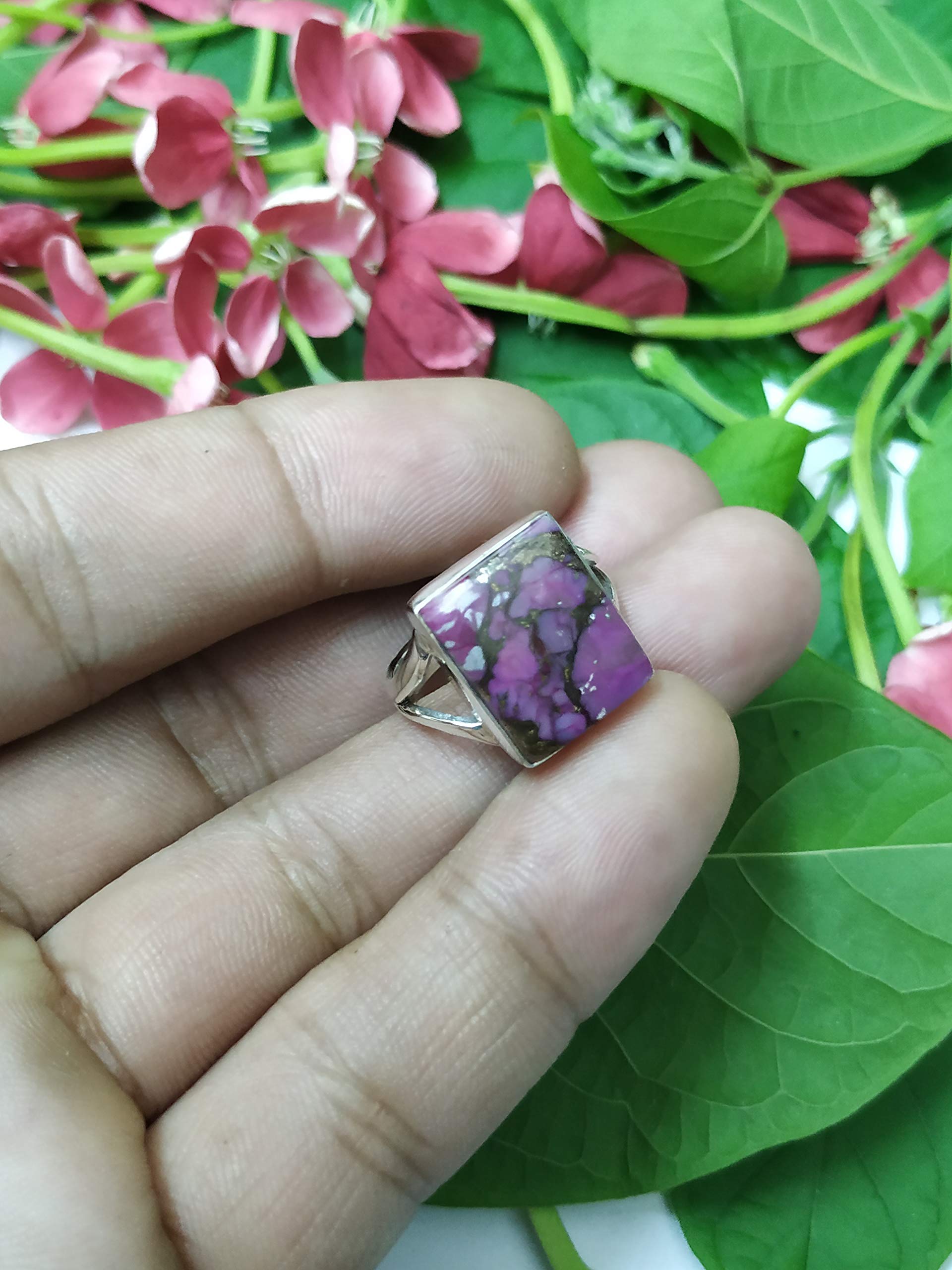 925 Sterling Silver Purple Copper Turquoise Ring - December Birthstone Jewelry, Handmade Boho Gypsy Style Ring for Women    Perfect for Weddings, Bridesmaid Gifts, Promise Rings & Gothic Fashion Accessories