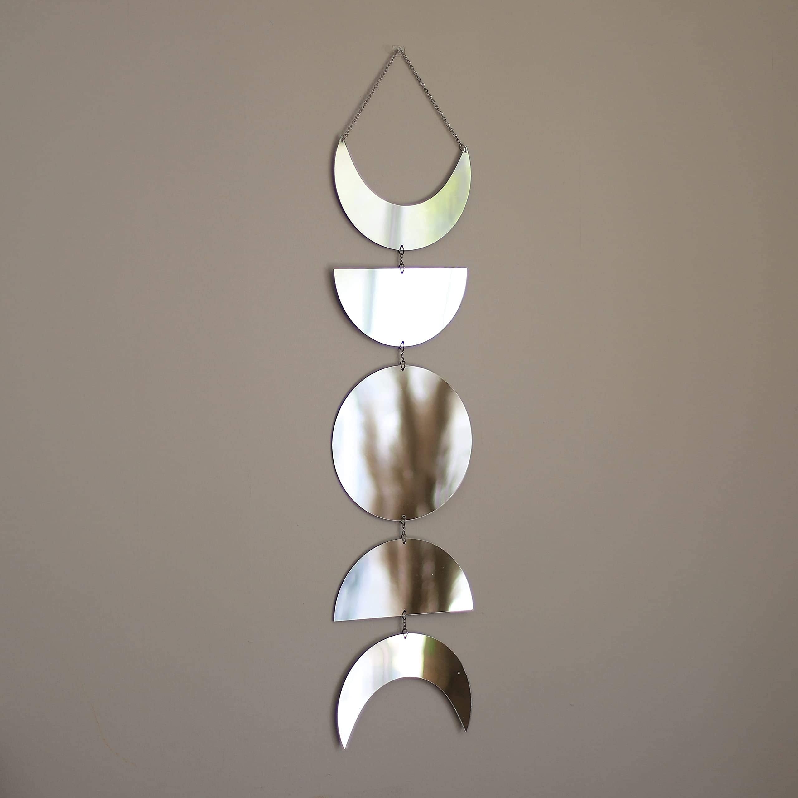 Moon Phase Wall Mirror - Celestial Boho Decor for Bedroom, Living Room & Bathroom - Perfect for Home, Office & Meditation Spaces