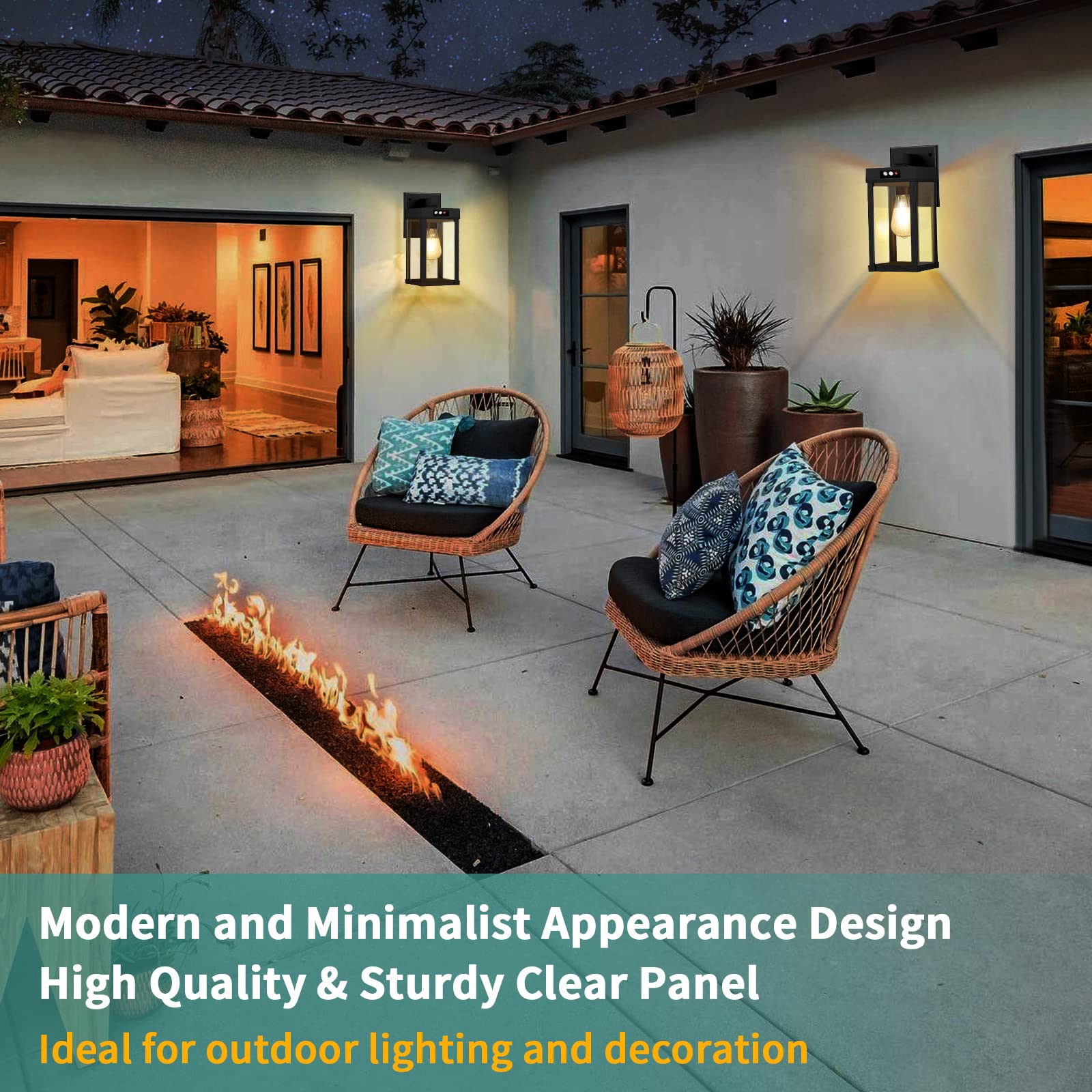 Solar Powered Outdoor Wall Lights with Motion Sensor - Waterproof Solar Porch Light with 3 Lighting Modes & Clear Panel - Solar Wall Sconce for Garage, Yard, Front Door (Ideal for Nighttime Security & Pathway Illumination)