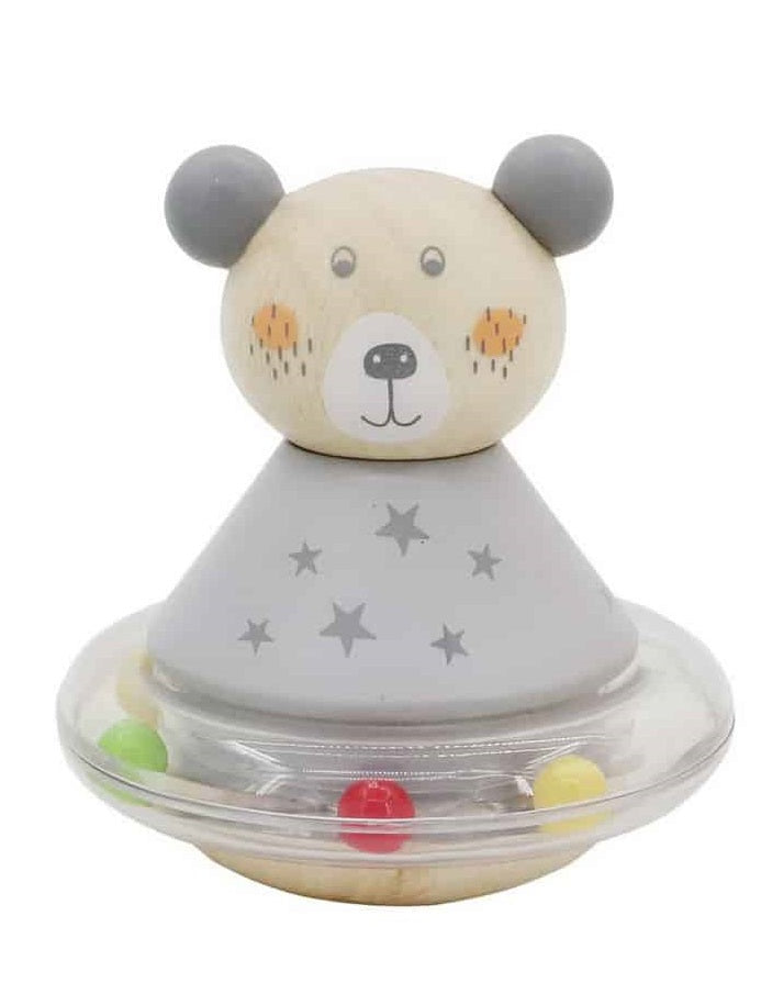 Wooden Roly Poly Bear Toy - Cute Tumbling Wooden Bear for Kids & Toddlers - Perfect for Nursery Decor, Baby Shower Gifts & Early Learning Play