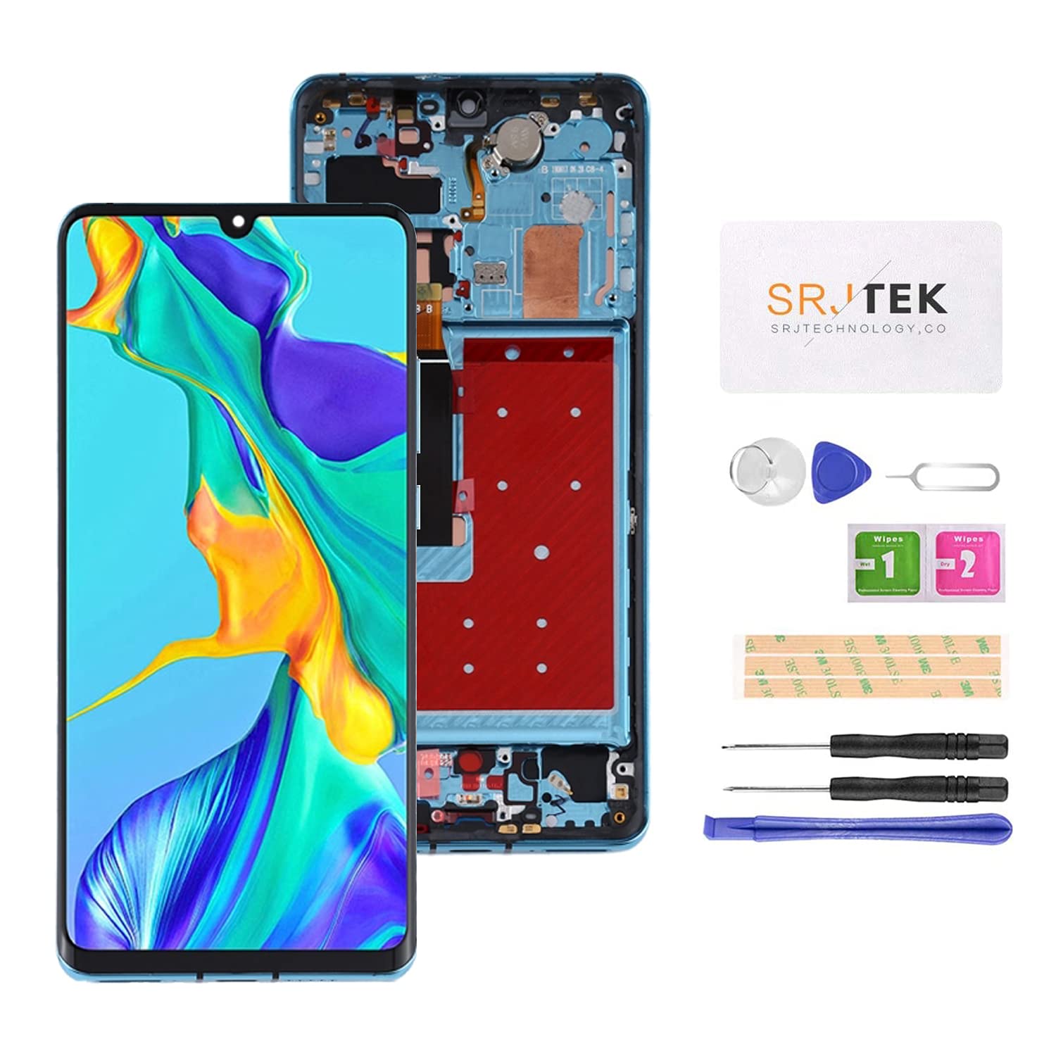 Original Huawei P30 Pro Screen Replacement - LCD Display Touch Digitizer Assembly with Frame & Tools (Black/Twilight) - Easy DIY Repair for Cracked or Damaged Screens - Perfect for Home, Office, or Travel Use
