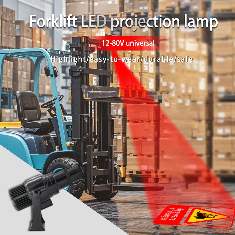 LED Spotlight Projection Light - Forklift Warning Light for Warehouse Safety | Indoor/Outdoor Work Indicator | Durable Safety Lights for Industrial, Construction & Logistics Use