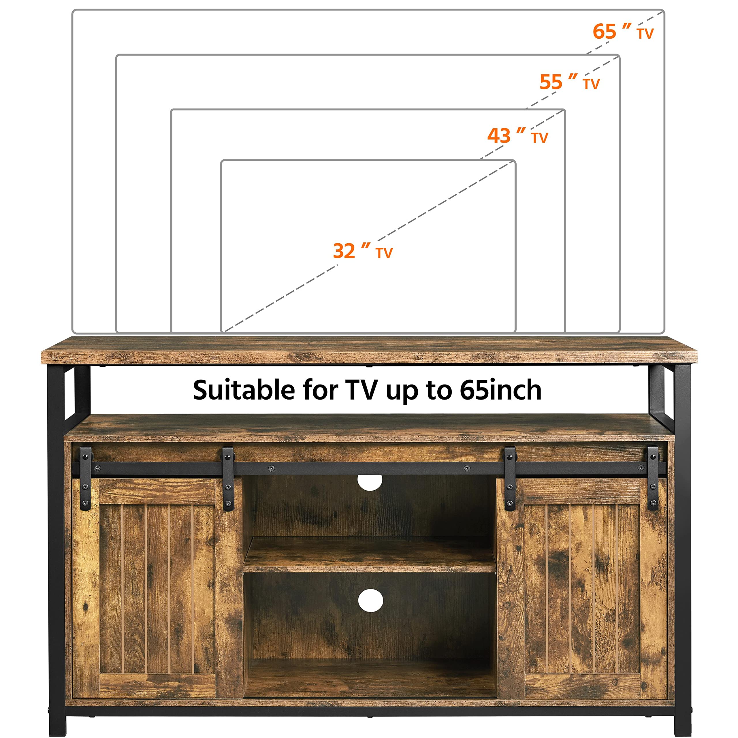 Yaheetech 65 Inch TV Stand with Sliding Barn Doors - Farmhouse Style Entertainment Center with Storage, Rustic Brown Wood TV Stand for Living Room - Perfect for Home Theater & Living Room Decor
