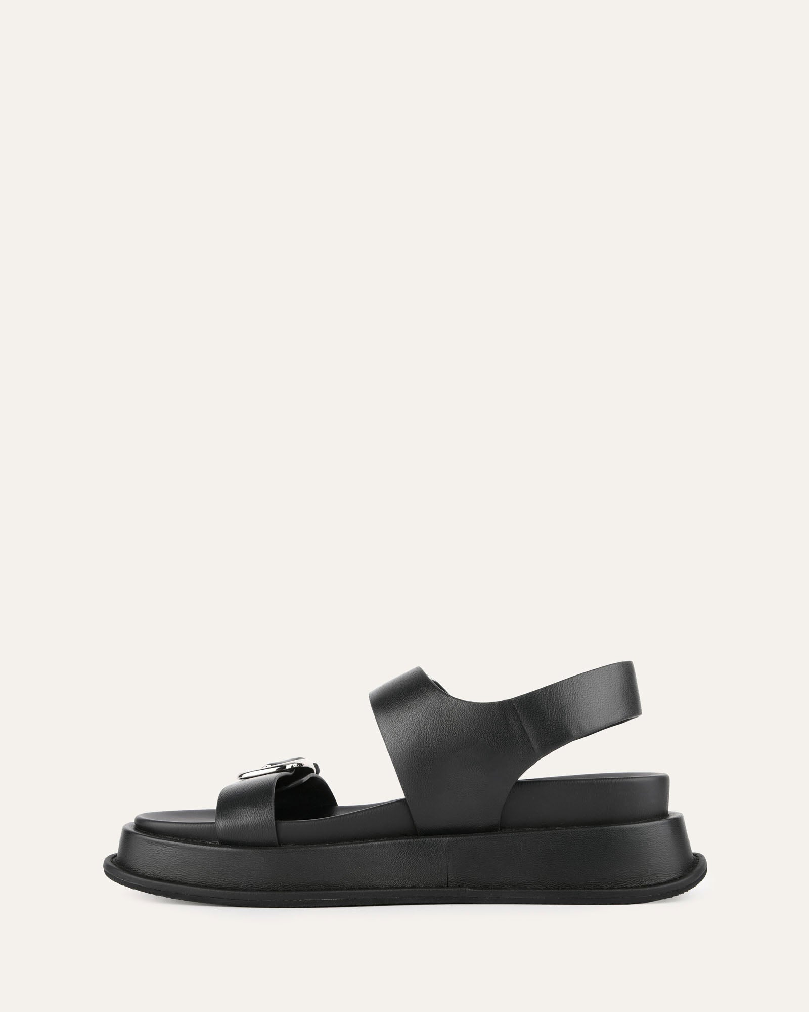 Black Leather Mabel Flat Sandals for Women - Comfortable Casual Summer Shoes for Beach, Walking & Everyday Wear