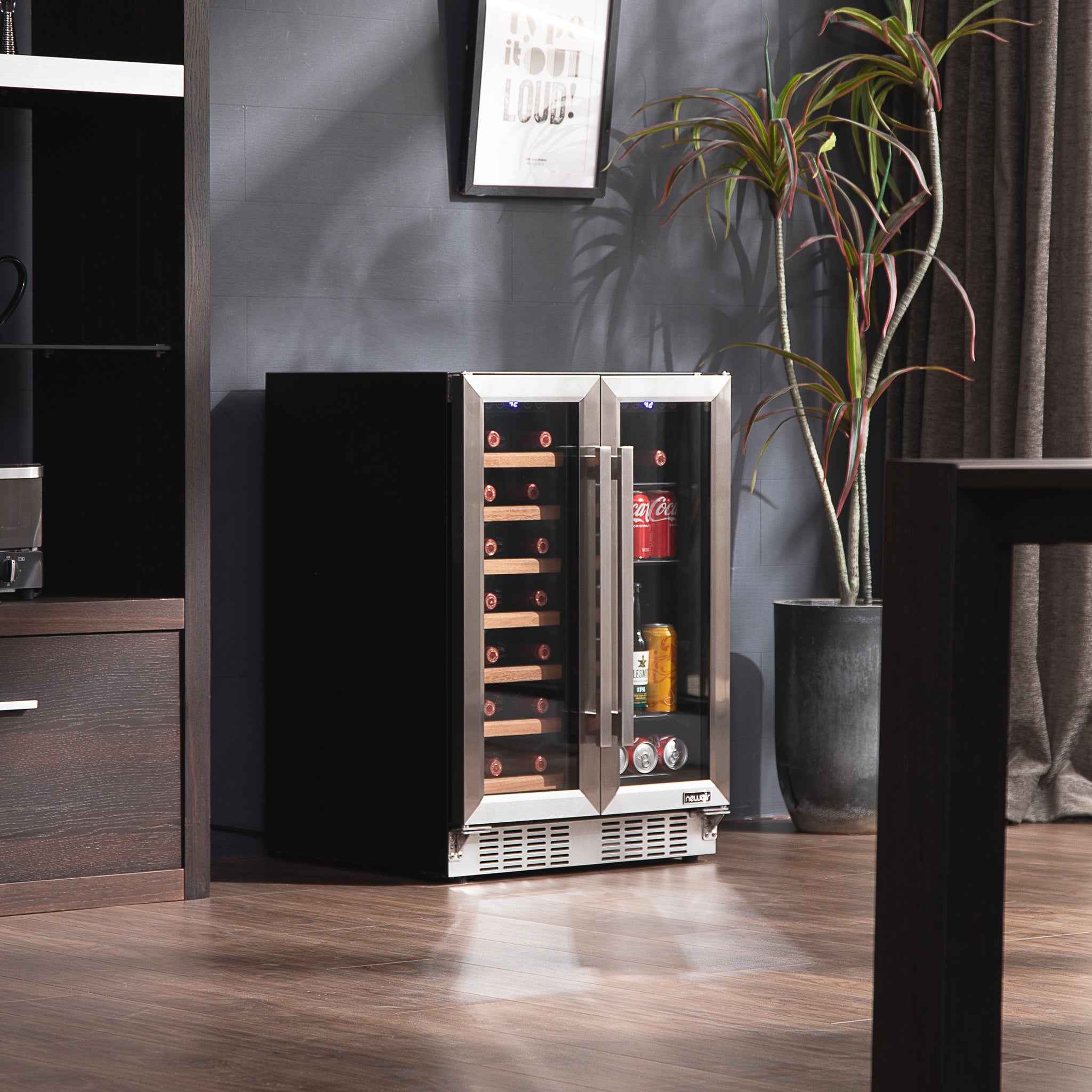 Newair® 24 Inch Dual Zone Wine and Beverage Cooler with French Doors - Perfect for Home Bars, Restaurants, and Wine Cellars