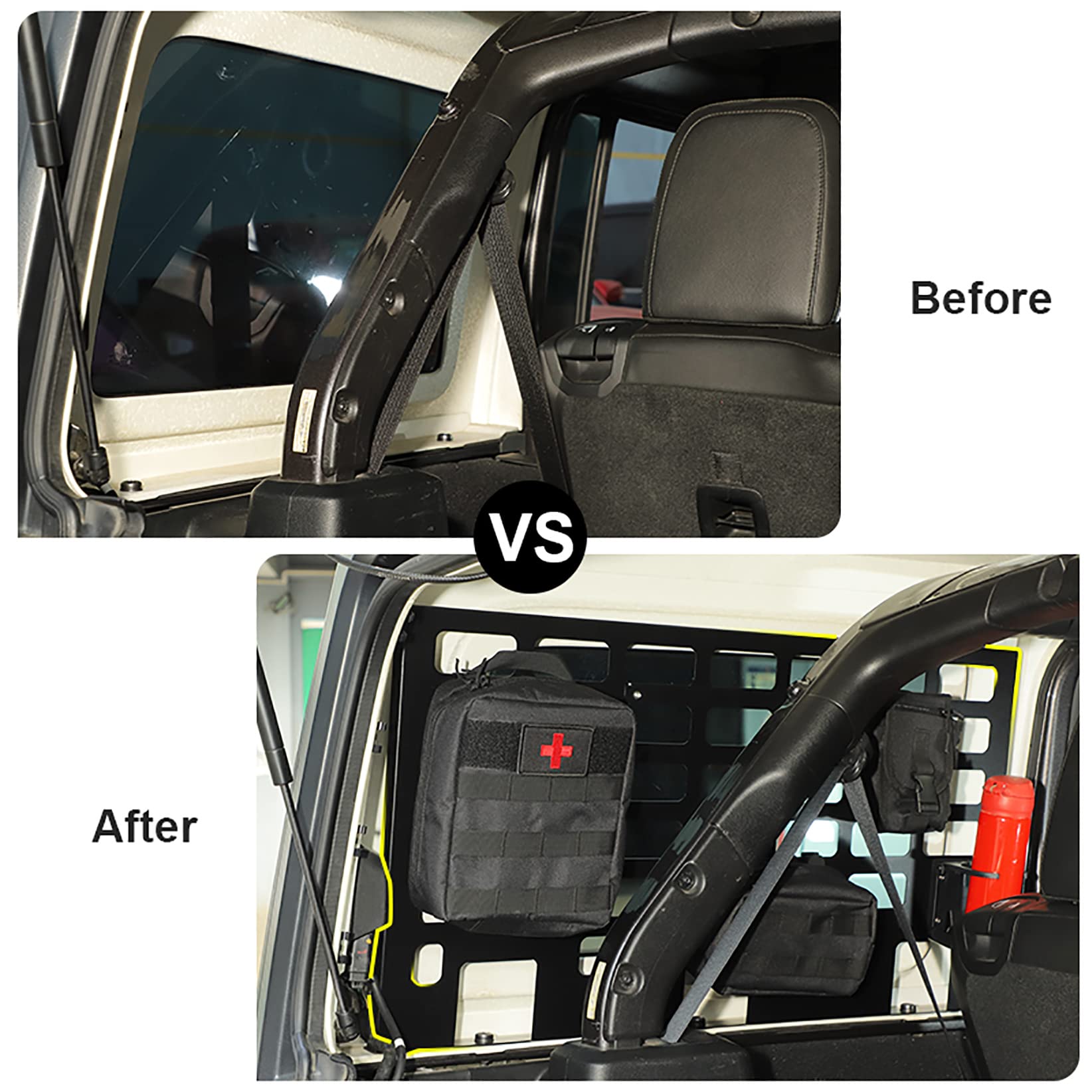 Linskip Hard Top Rear Window MOLLE Panels for 2018-2024 Jeep Wrangler JL | Side Storage Racks & Trunk Cargo Organizer | Jeep JL 4-Door Accessories (Pair, Black) | Perfect for Off-Roading, Camping & Adventure Gear Storage