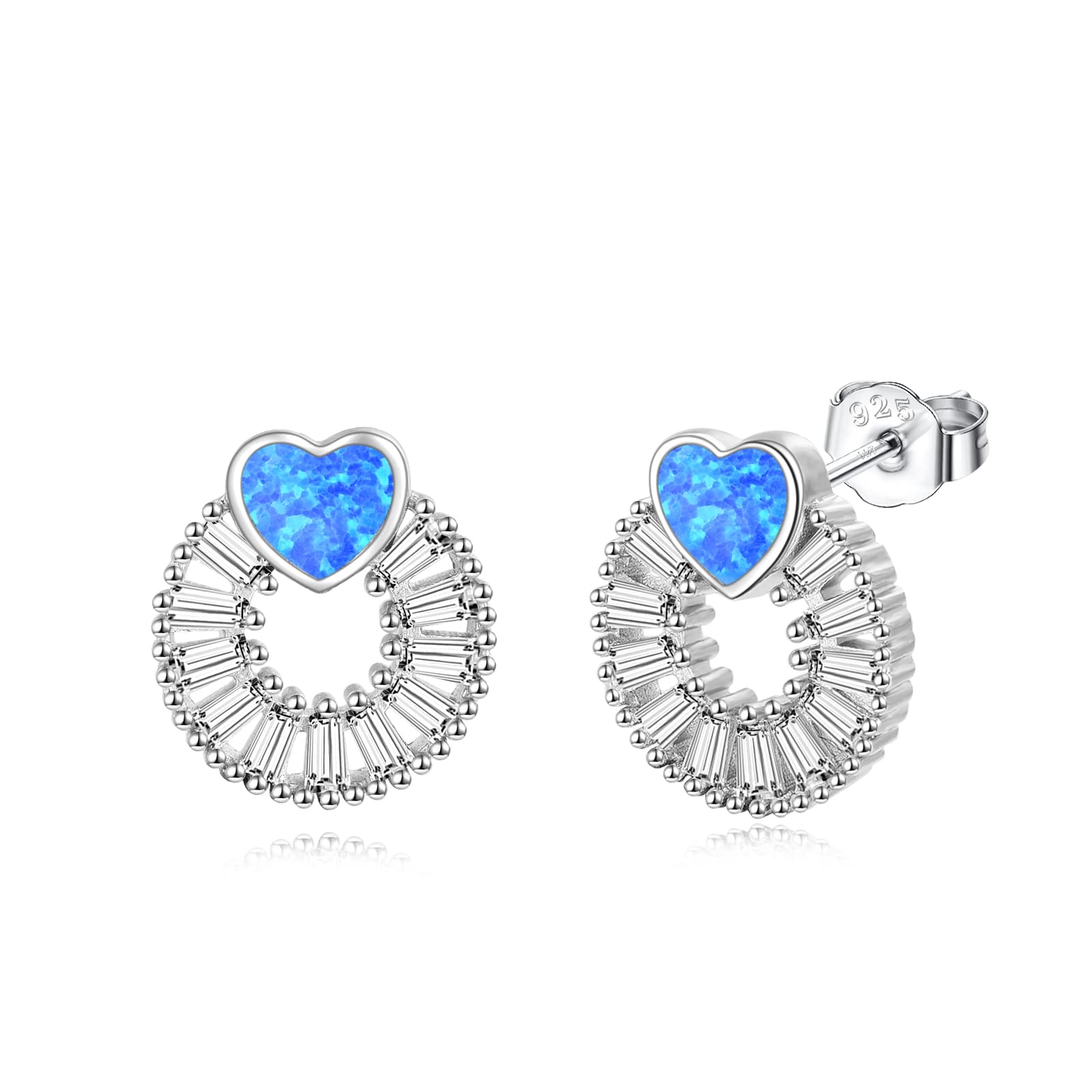 YFN Opal Earrings - Sterling Silver Drop Stud Earrings in Blue, White, Pink & Abalone Shell | Elegant Jewelry Gift for Women & Girls | Perfect for Weddings, Parties & Everyday Wear