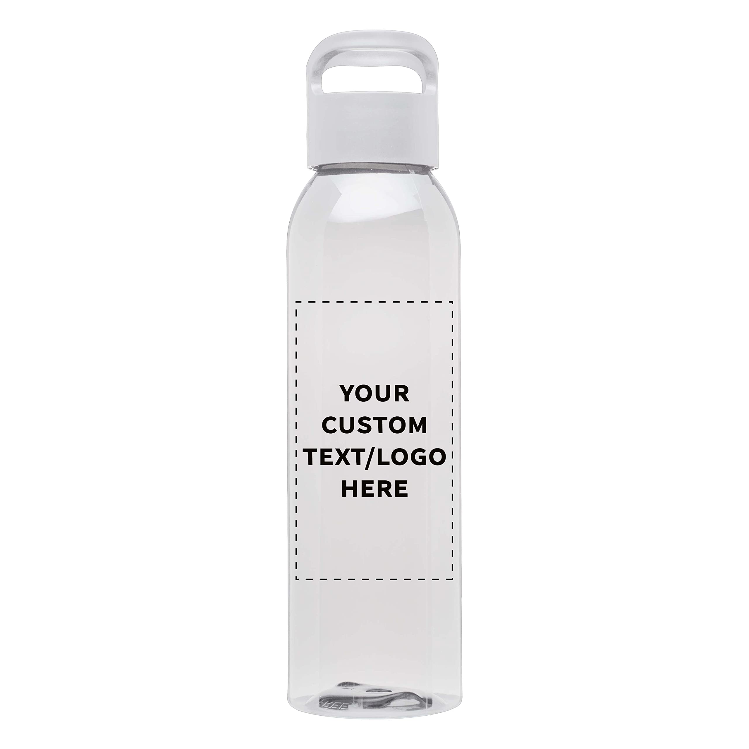 Custom 22oz Tritan Plastic Water Bottles - Personalized with Text/Logo - 50 Pack Bulk Reusable Sports Bottles for Gym, Office & Outdoor Activities - BPA-Free White Water Bottles Wholesale