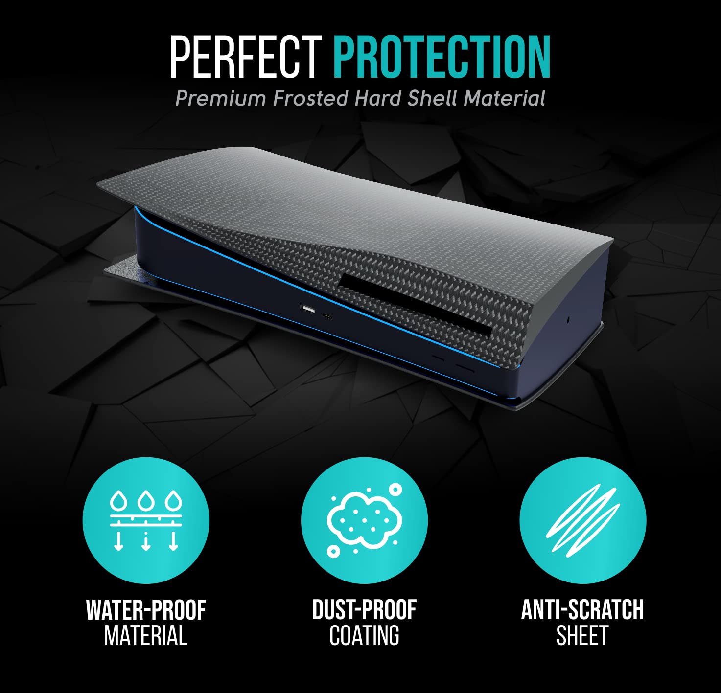 Custom Design Q-View PS5 Hydro Faceplate Cover - Premium Carbon Fiber PS5 Accessories for Gaming Setup & Home Decor