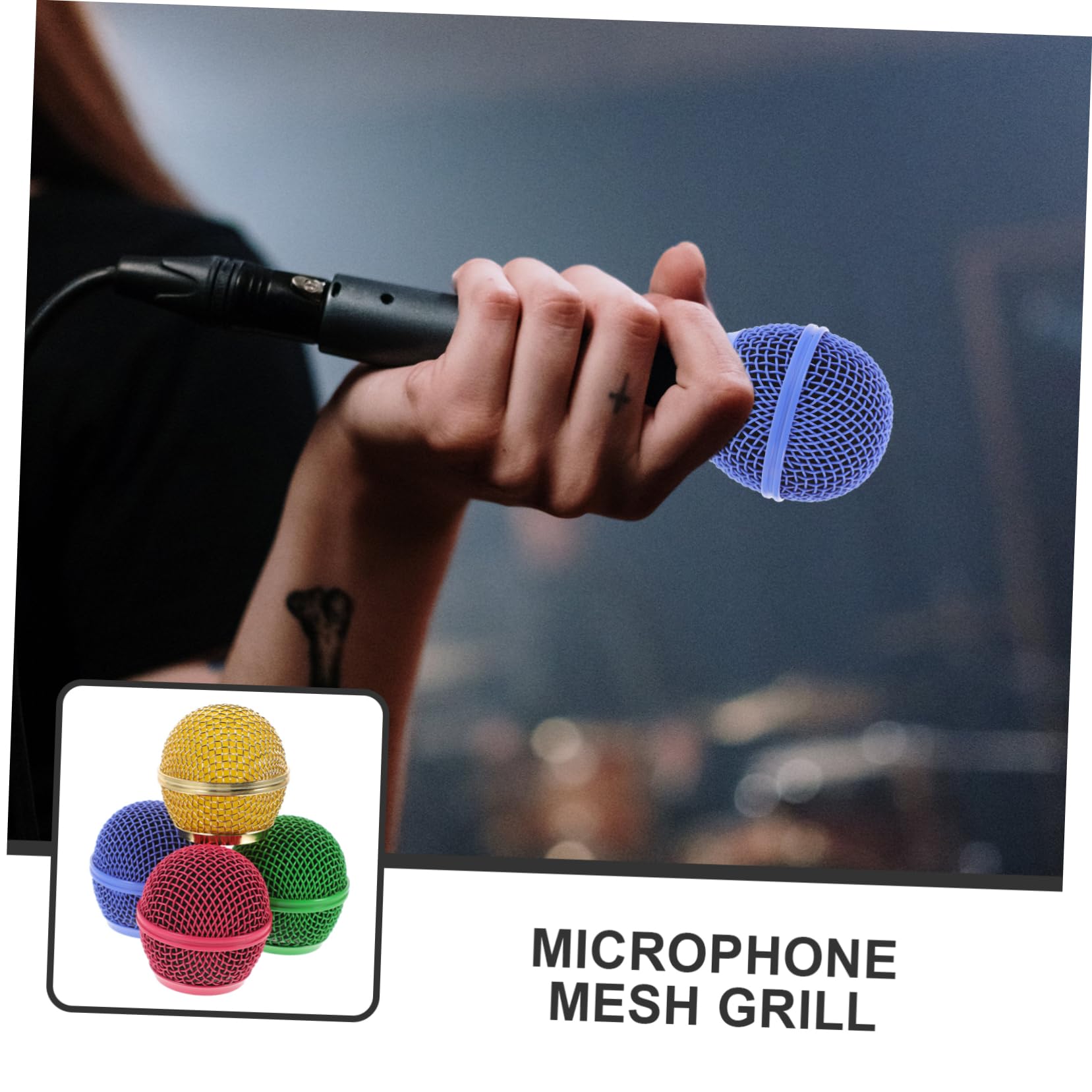 4pcs Metal Microphone Grill Cover - Colorful Mic Head Mesh Replacement for Professional Studio, Live Performance & Karaoke Use