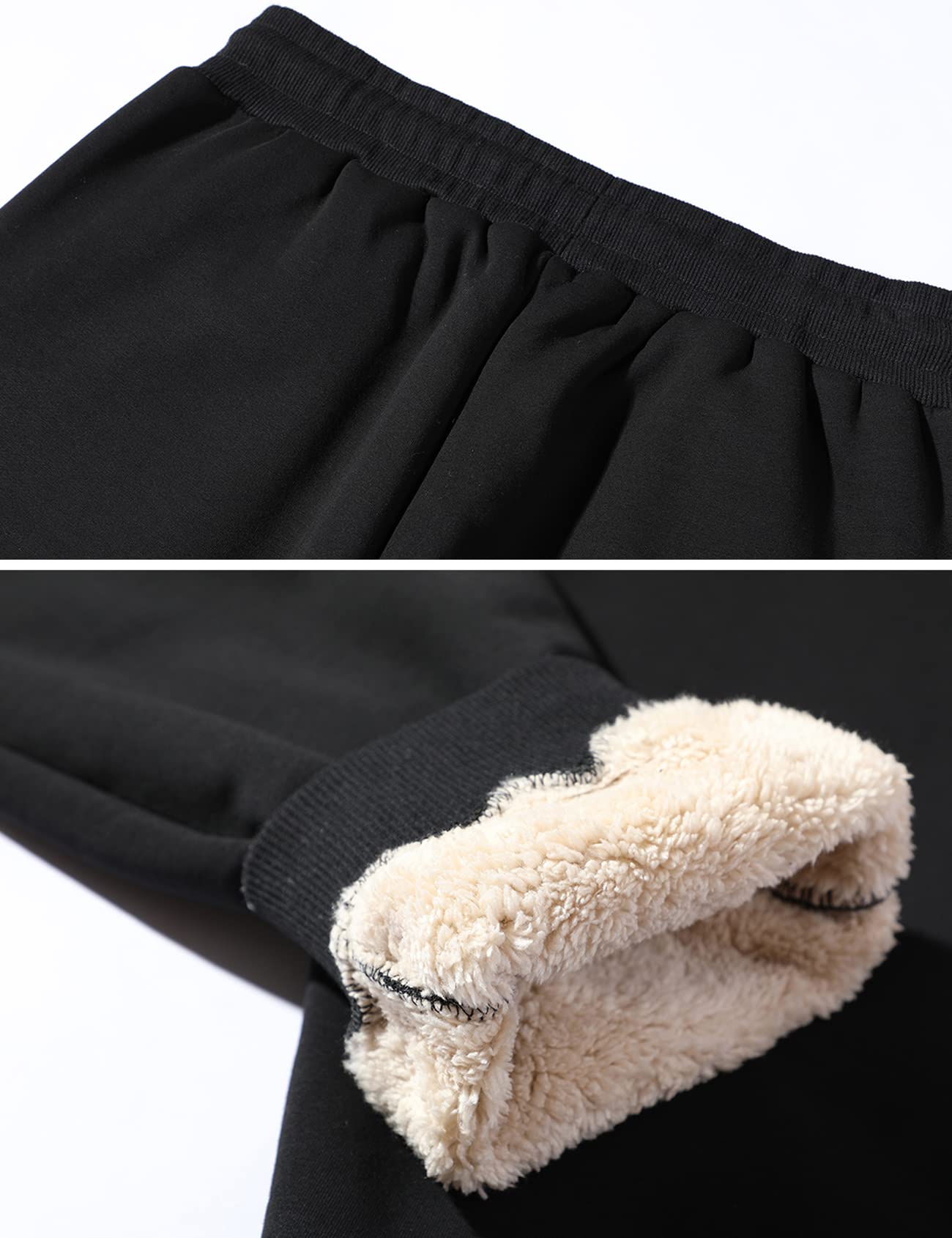 Flygo Men's Fleece Lined Sherpa Sweatpants - Winter Warm Jogger Pants with Pockets for Lounge, Athletic & Outdoor Activities