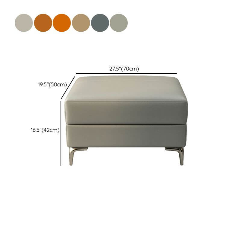Modern Brown Leather Rectangle Ottoman with Solid Wood Frame - Perfect for Living Room, Bedroom & Home Decor