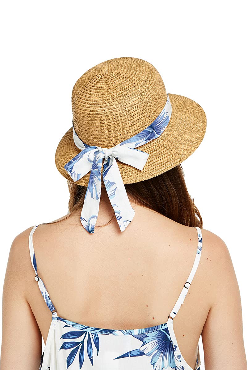 Women's Hawaiian Strap V-Neck Jumpsuit with Pockets - Simply Blue Leaves Print | Beach Vacation Outfit, Summer Party Dress, Casual Boho Romper
