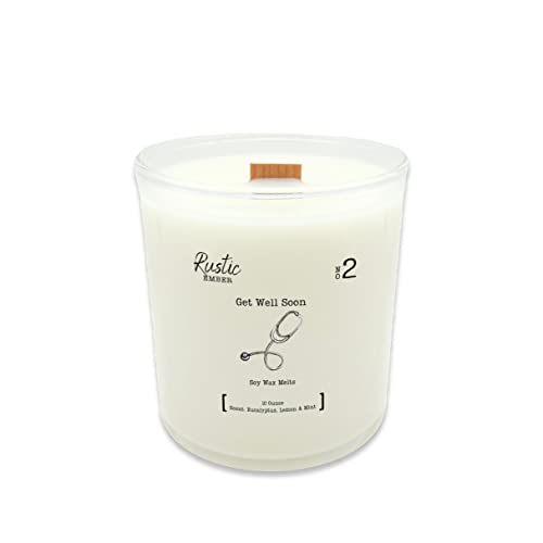 Rustic Ember Scented Soy Candle - 10oz Get Well Soon Gift, Handmade Aromatherapy Candle for Relaxation & Healing - Perfect for Home, Spa, Hospital & Recovery Rooms