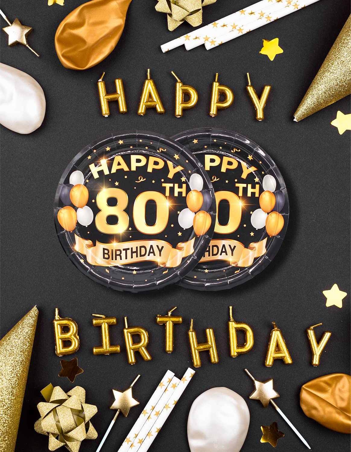 80th Birthday Party Plates - 50 Pack 9