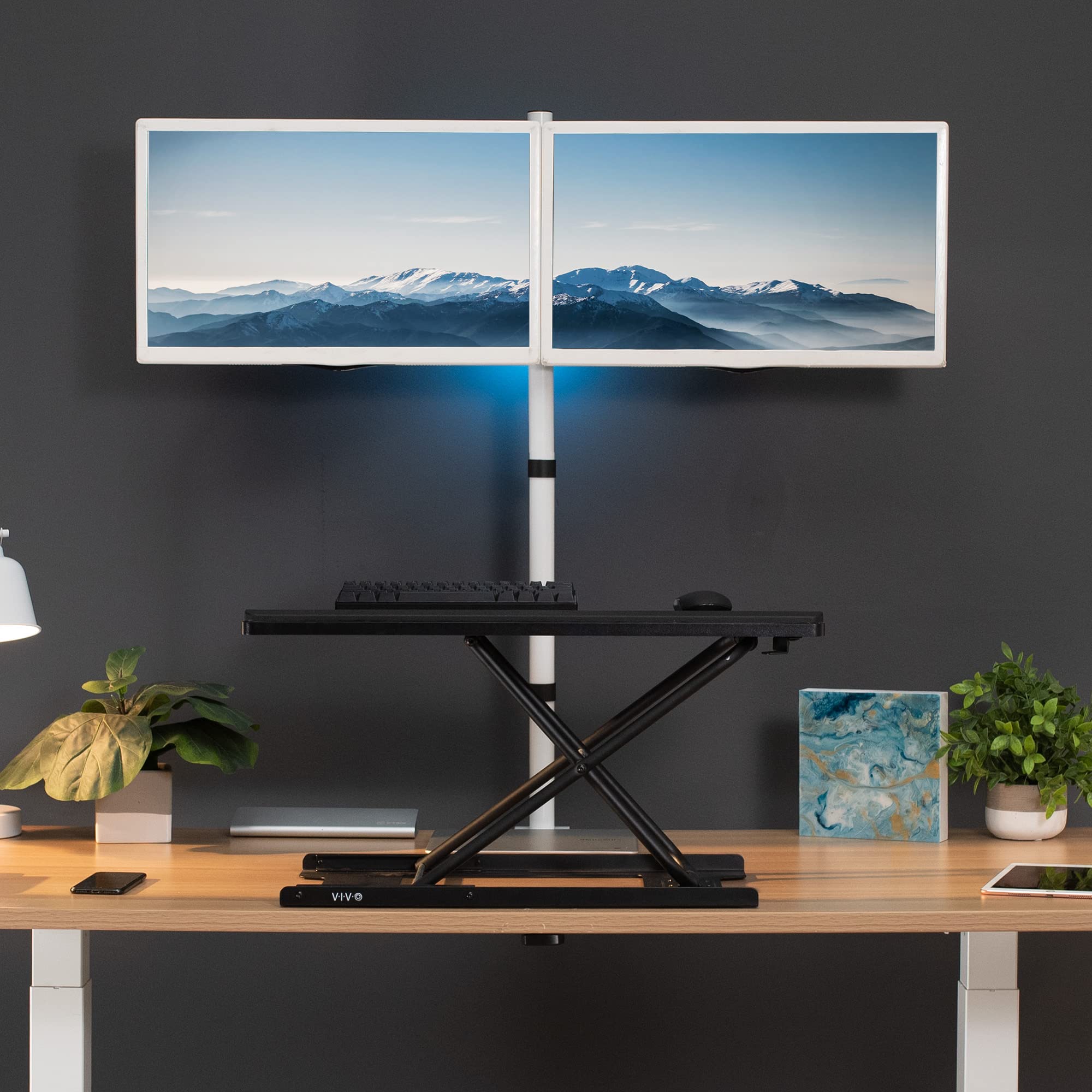Dual Monitor Stand for Desk - Adjustable VIVO STAND-V012W Up to 27