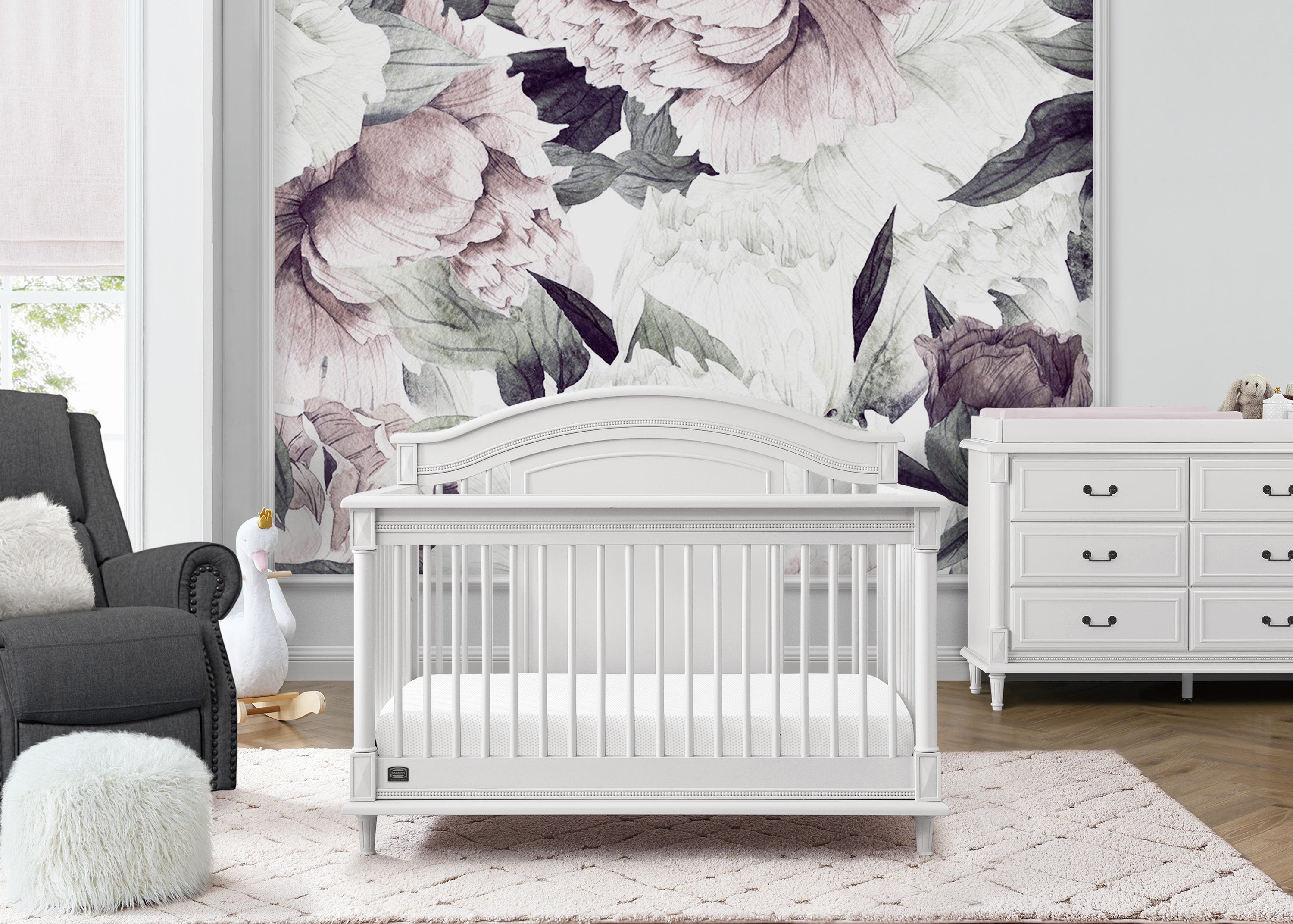 Juliette 6-in-1 Convertible Crib - Baby Crib to Toddler Bed, Daybed & Full Size Bed - Safe Nursery Furniture for Boys & Girls - Perfect for Newborns, Infants & Growing Kids