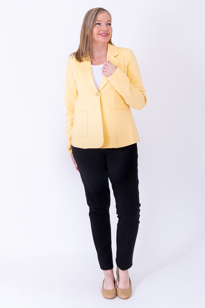 Anders Blazer Jacket for Women - Soft Butter Yellow Modal Blend - Perfect for Office, Business Meetings & Formal Events