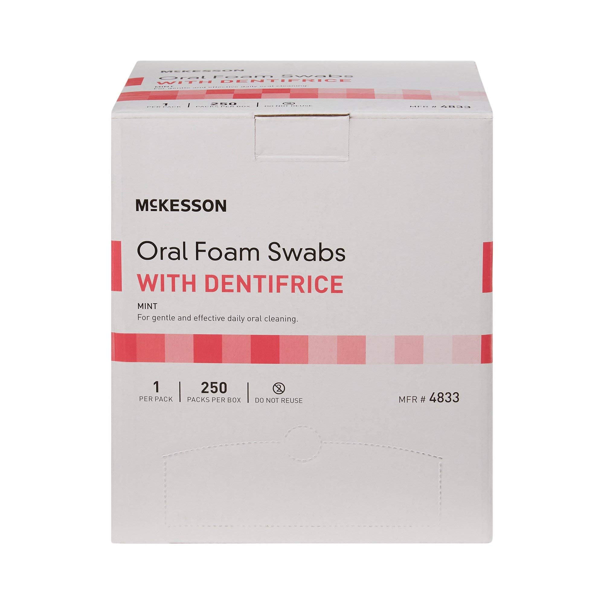 McKeston Oral Foam Swabs with Dentifrice - 250 Count (4 Packs, 1000 Total) | Mint Flavor | Gentle Daily Oral Care for Adults & Seniors | Ideal for Hospital, Nursing Home & Home Healthcare Use