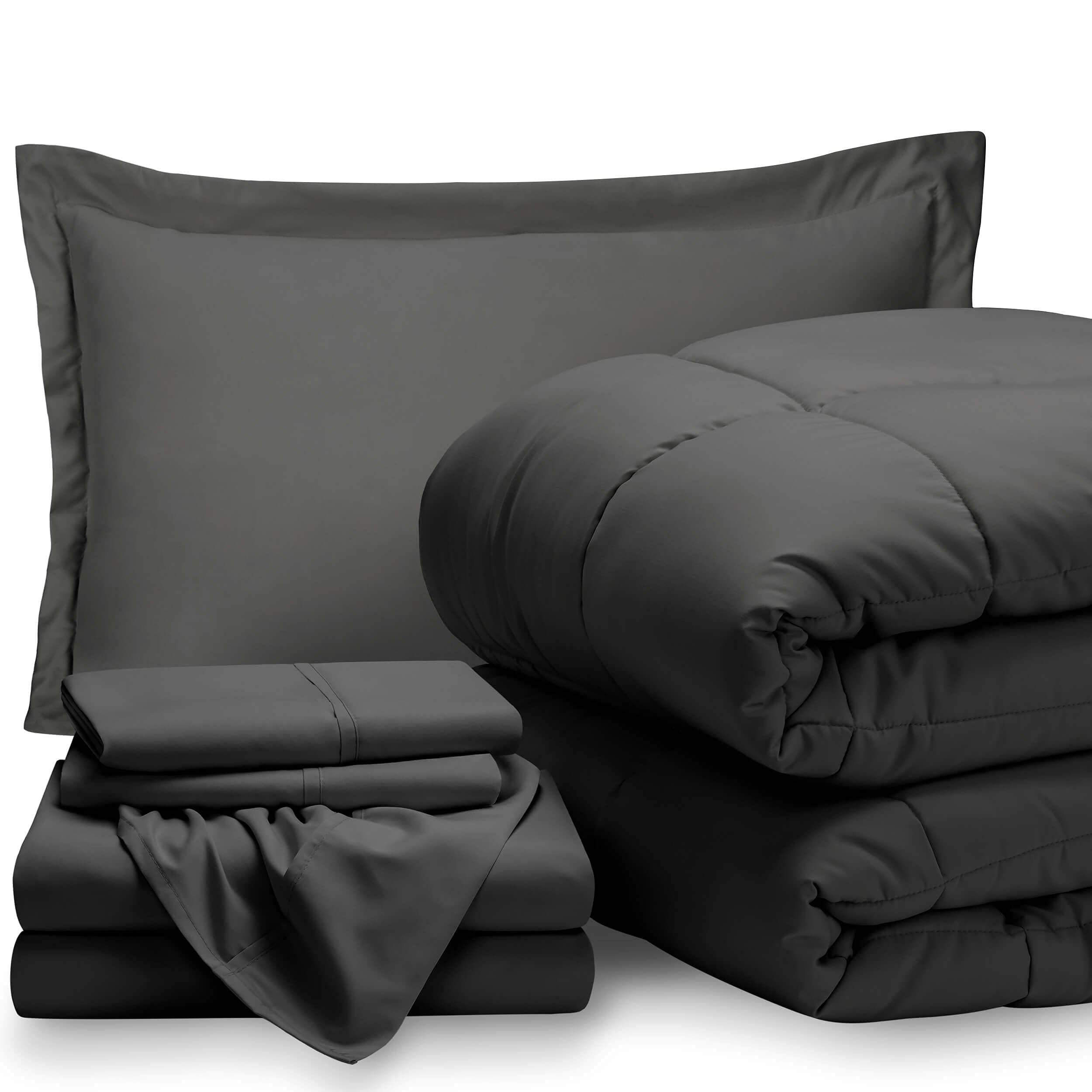 Bare Home 1800 Ultra-Soft Microfiber Twin Sheet Set & Comforter Set - All Season Grey Bedding for Twin/Twin XL - Perfect for Kids Rooms, Guest Bedrooms & Dorm Essentials