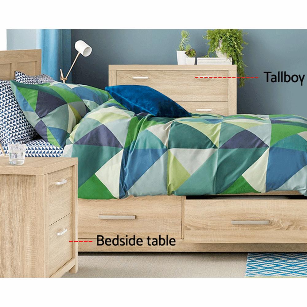 Modern Wooden Nightstand with Drawer - Bedside Table Lamp Stand, Beige Finish for Bedroom, Living Room, or Office Use