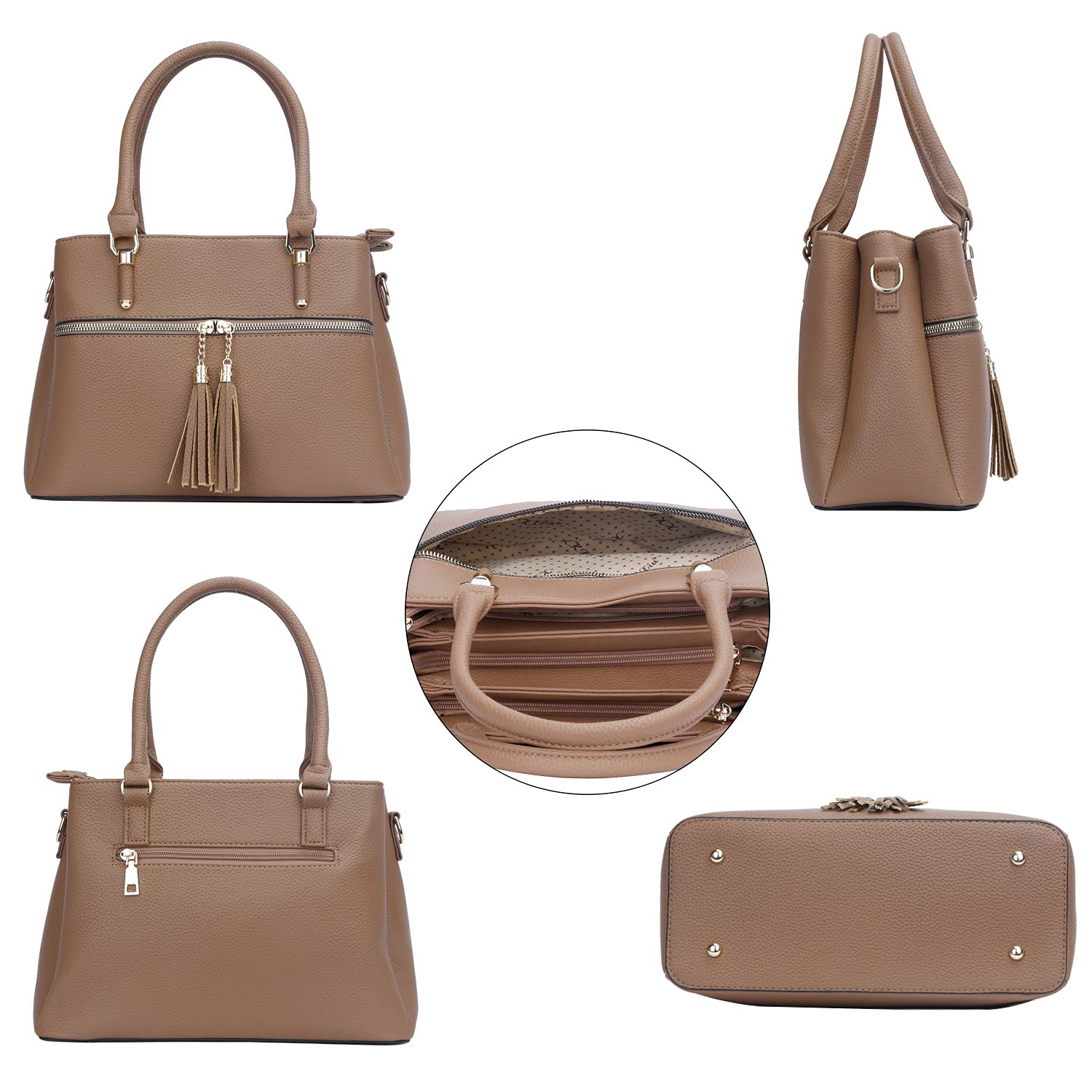 KKXIU Women's Leather Crossbody Bag with Adjustable Strap, Multiple Pockets & Zipper Closure - Stylish Satchel Purse for Work, Travel & Everyday Use