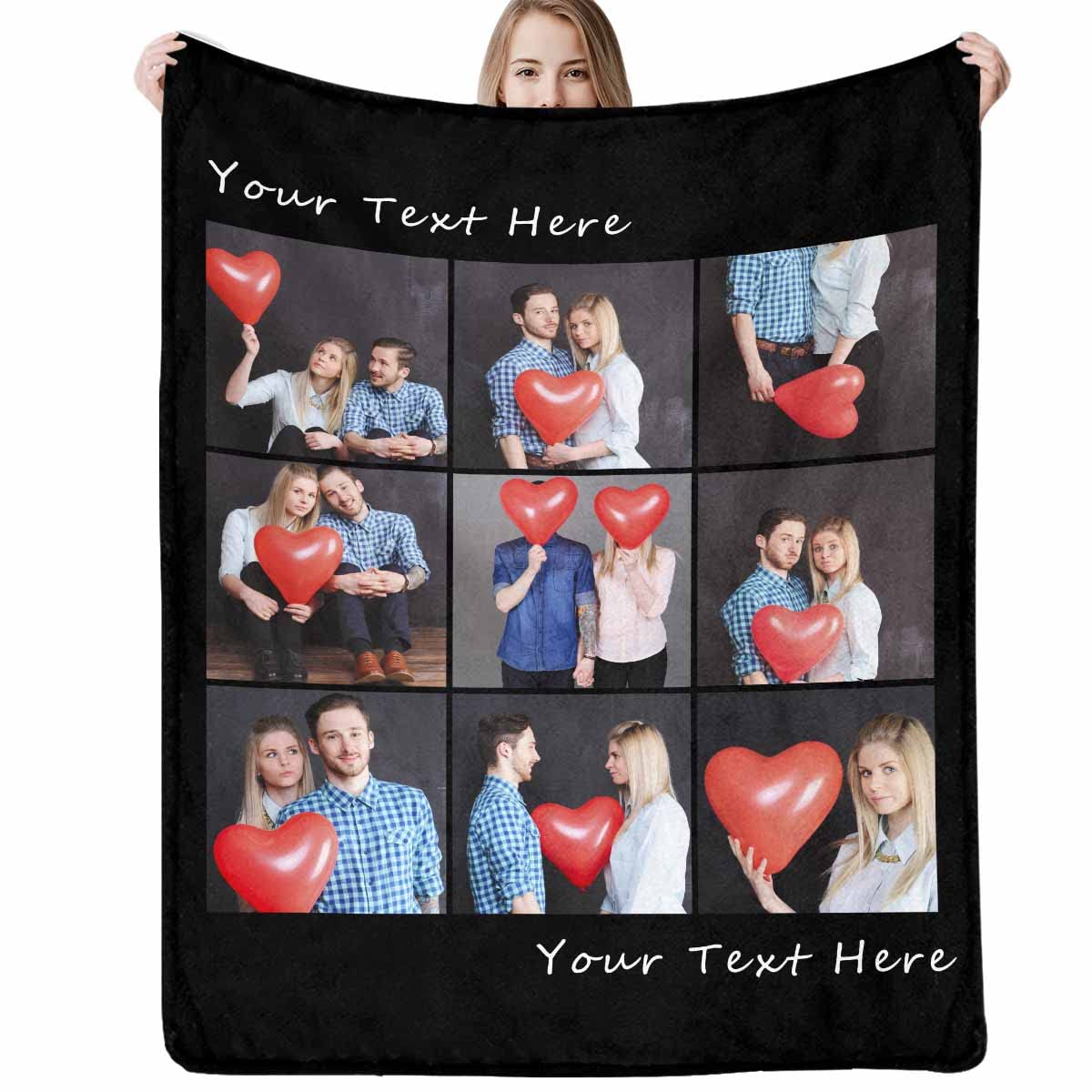 Custom Photo Blanket - Personalized Photo Collage Blanket for Family, Dog Memorial Gift - Perfect for Birthdays, Mother's Day, Christmas & Valentine's Day - Cozy Home Decor & Thoughtful Present (Holds 9 Photos)