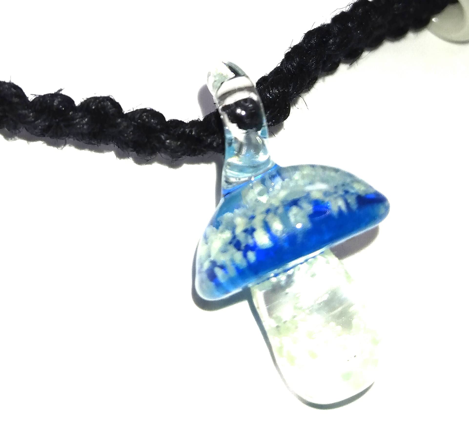 Glow Blue Mushroom Hemp Necklace for Men & Women - Festival & Party Wear