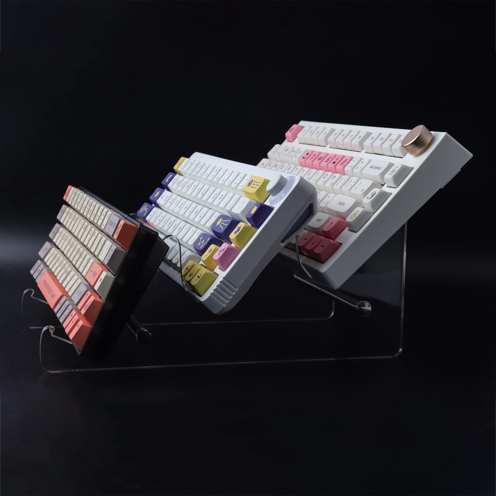 Hyekit 3-Tier Mechanical Keyboard Stand - Premium Clear Acrylic Display Rack for Gaming Keyboards - Perfect for Desk Organization & Streamer Setups