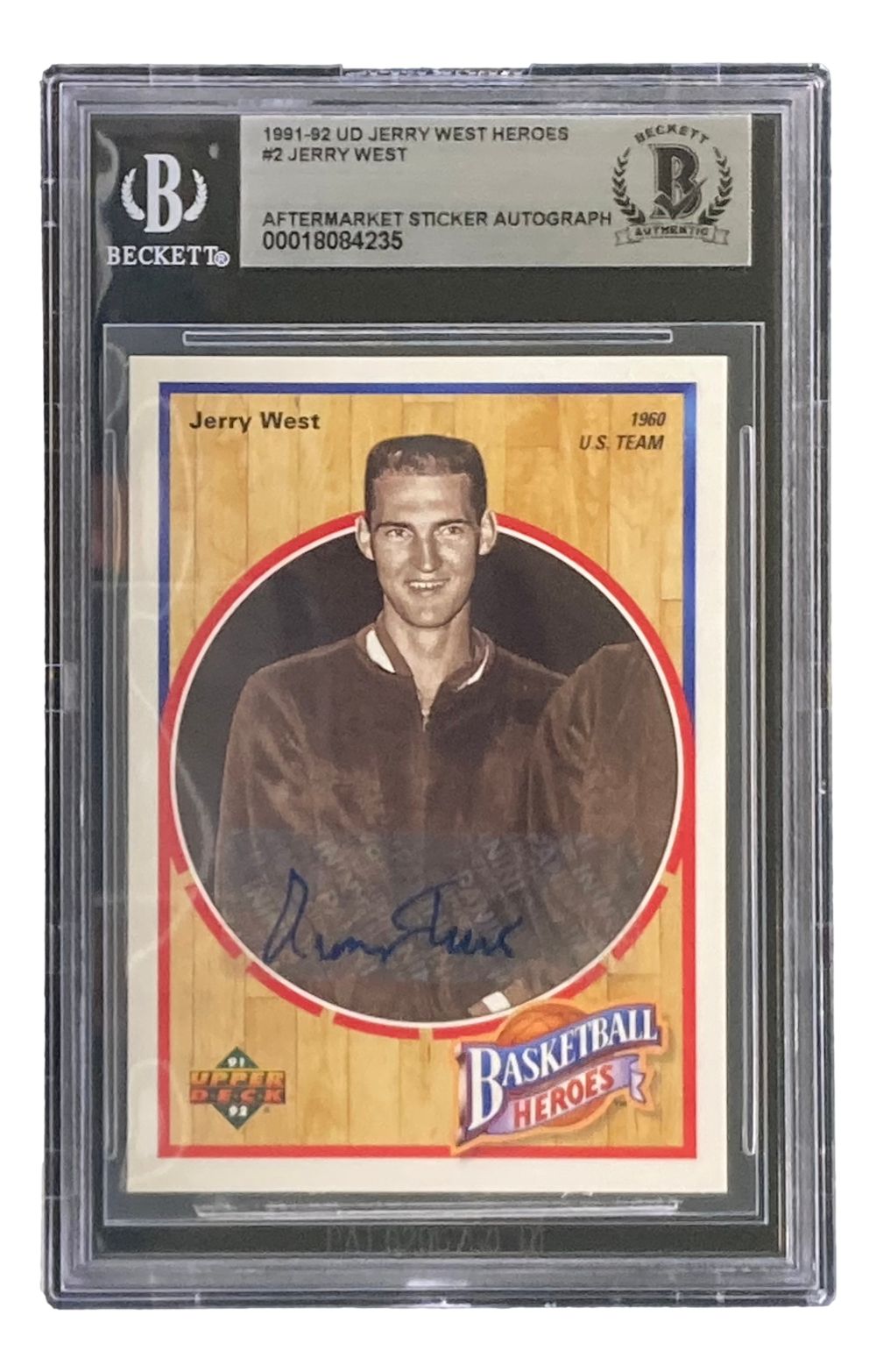 Jerry West Autographed 1991-92 Upper Deck Heroes #2 Lakers Basketball Trading Card - Perfect for NBA Memorabilia Collectors and Lakers Fans